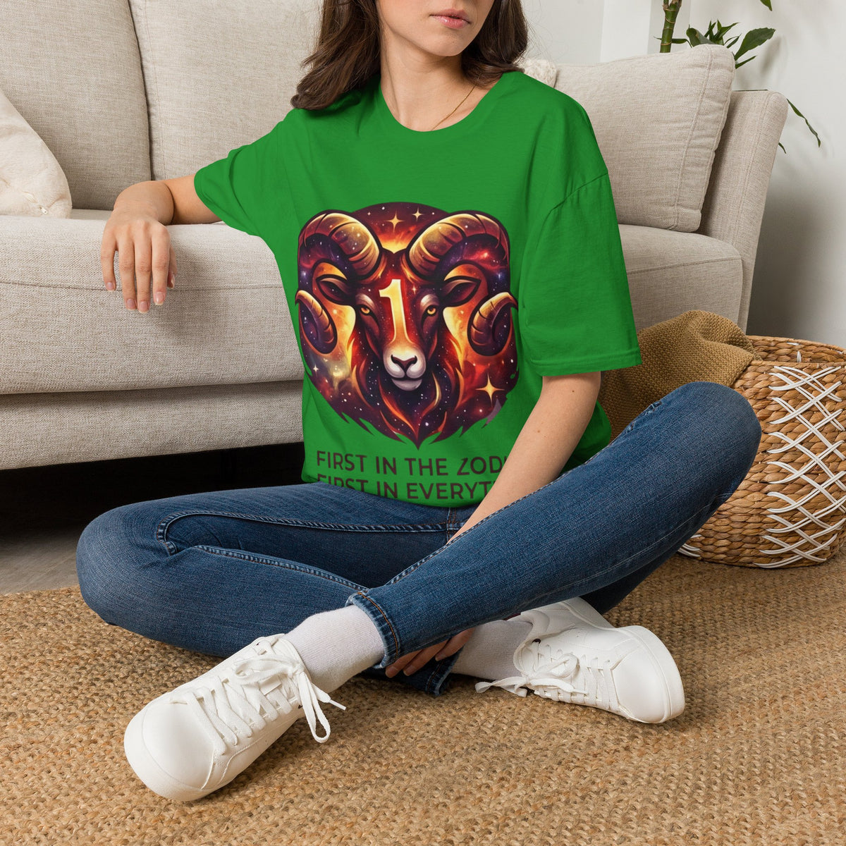 Aries Zodiac Ram Graphic T-Shirt — 'First in the Zodiac' Astrology Tee