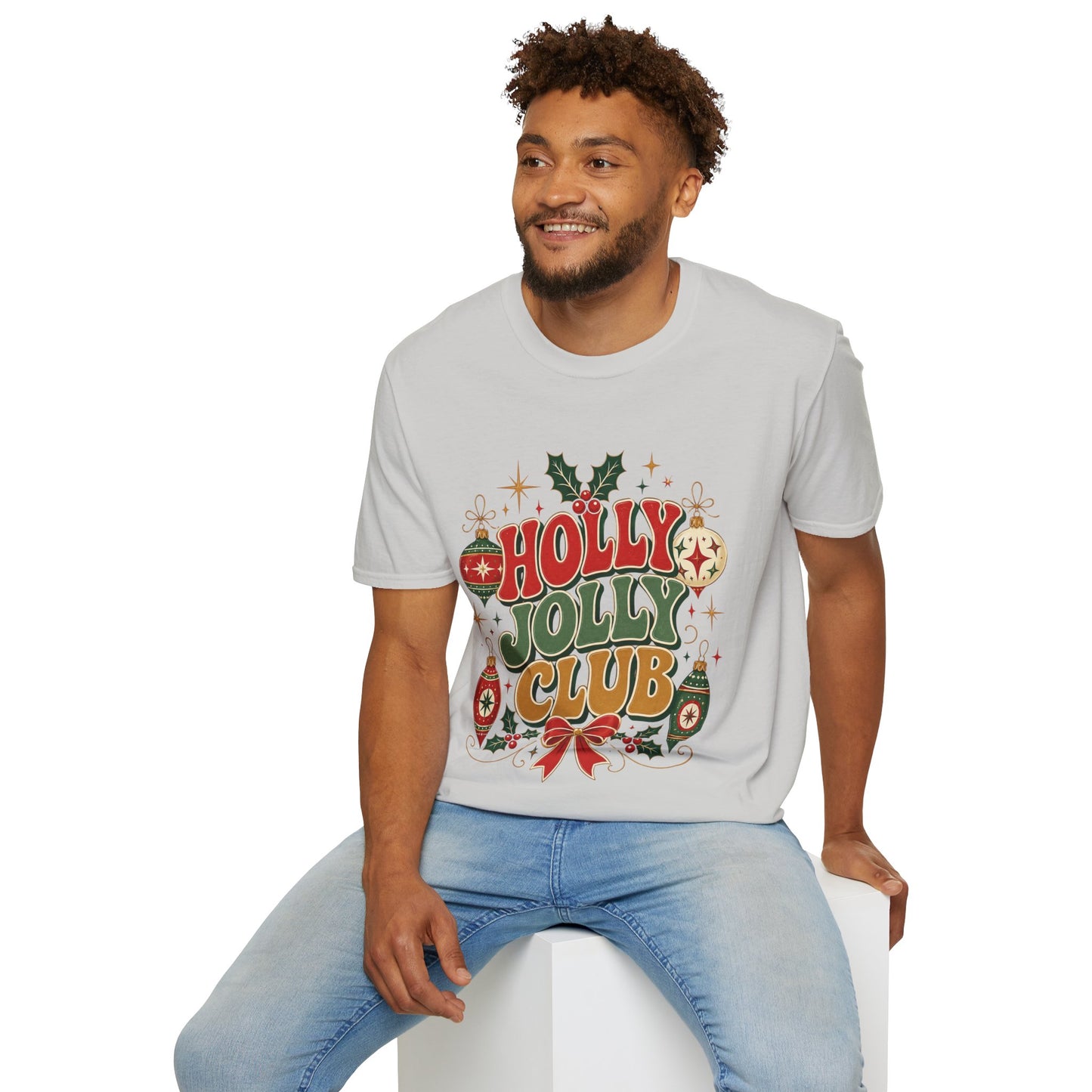 Holly Jolly Club Christmas T-Shirt — Retro Holiday Ornament Tee