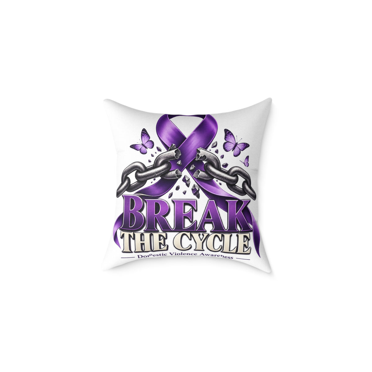 Break the Cycle Awareness Pillow — Purple Ribbon Domestic Violence Support