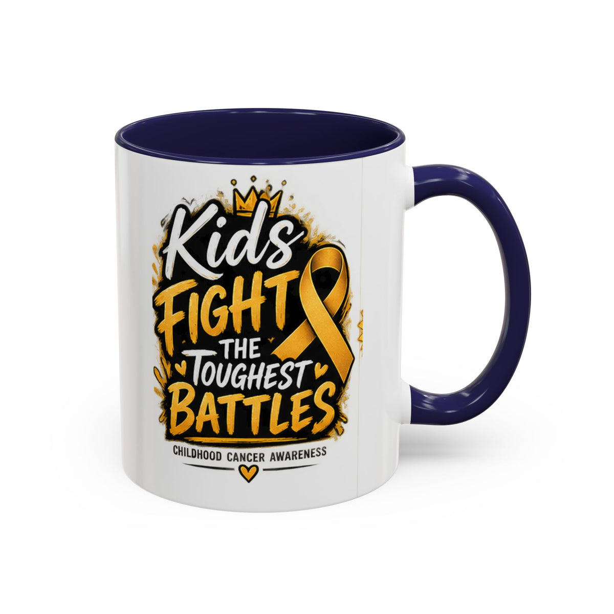 Kids Fight The Toughest Battles Accent Coffee Mug — Childhood Cancer Awareness 11/15oz
