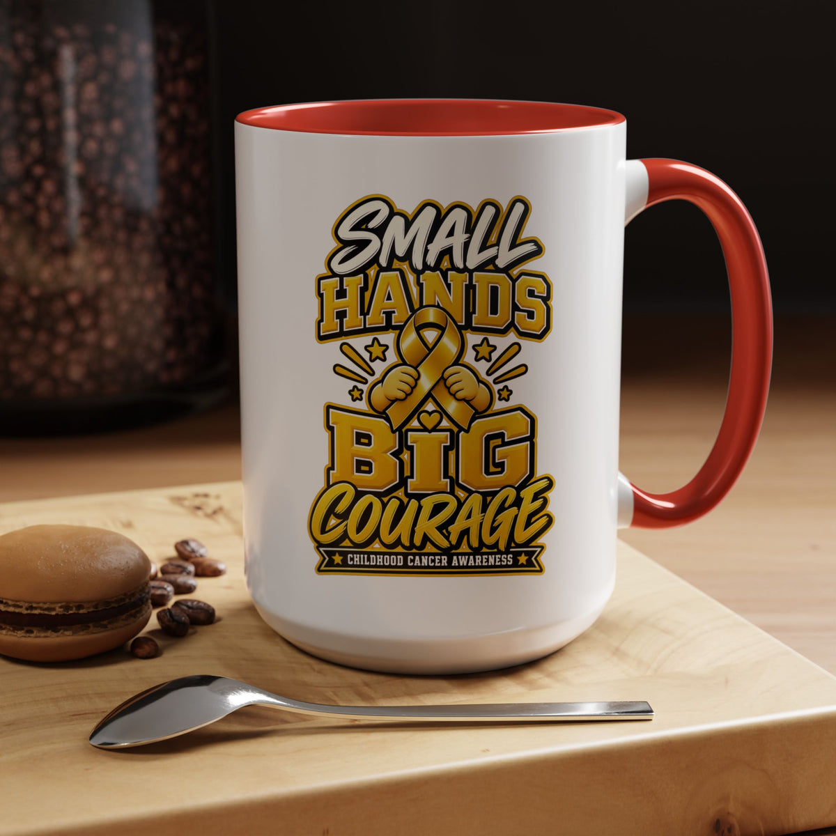 Coffee Mug - "Small Hands Big Courage" Childhood Cancer Awareness Accent Mug