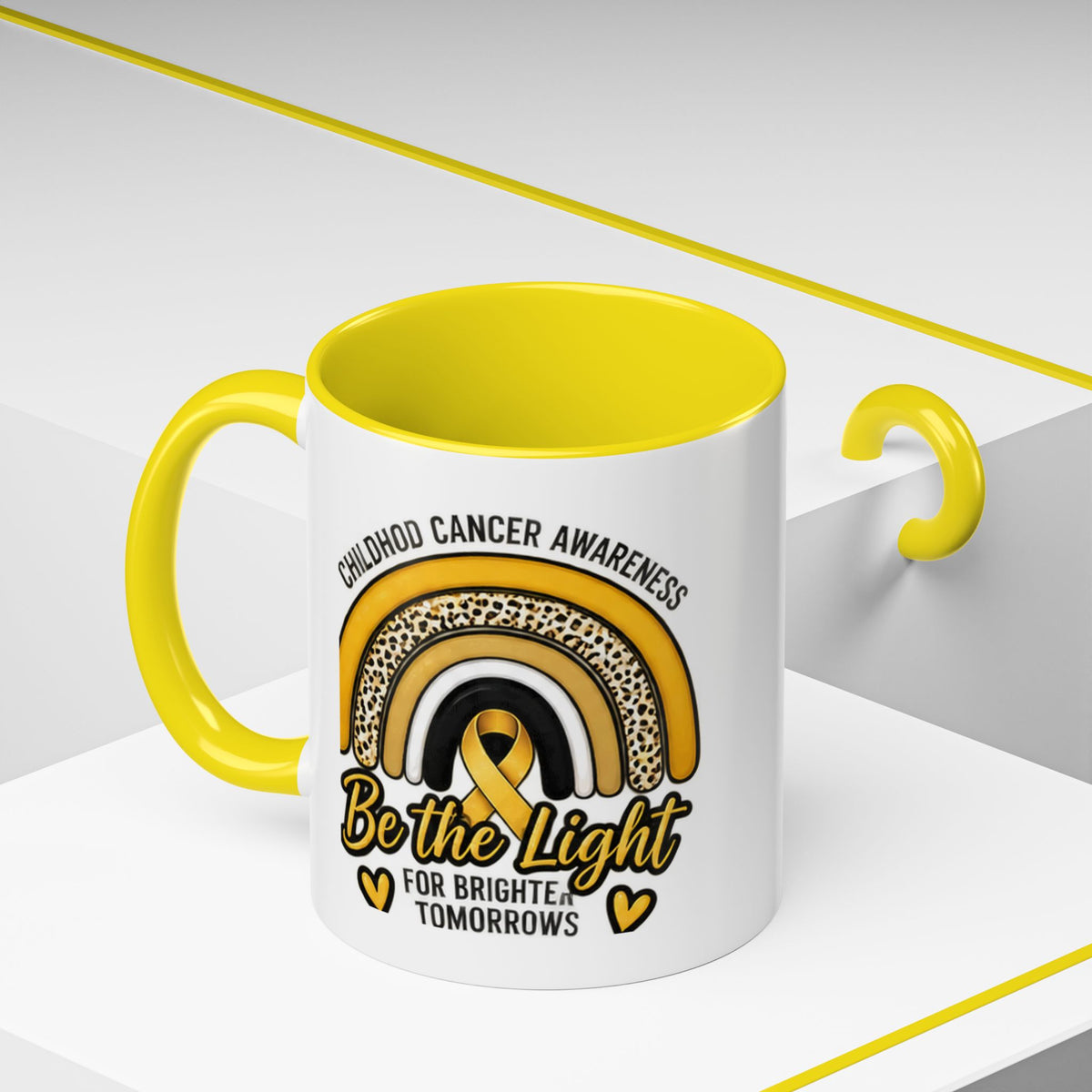 Childhood Cancer Awareness Accent Coffee Mug — "Be the Light" 11/15oz