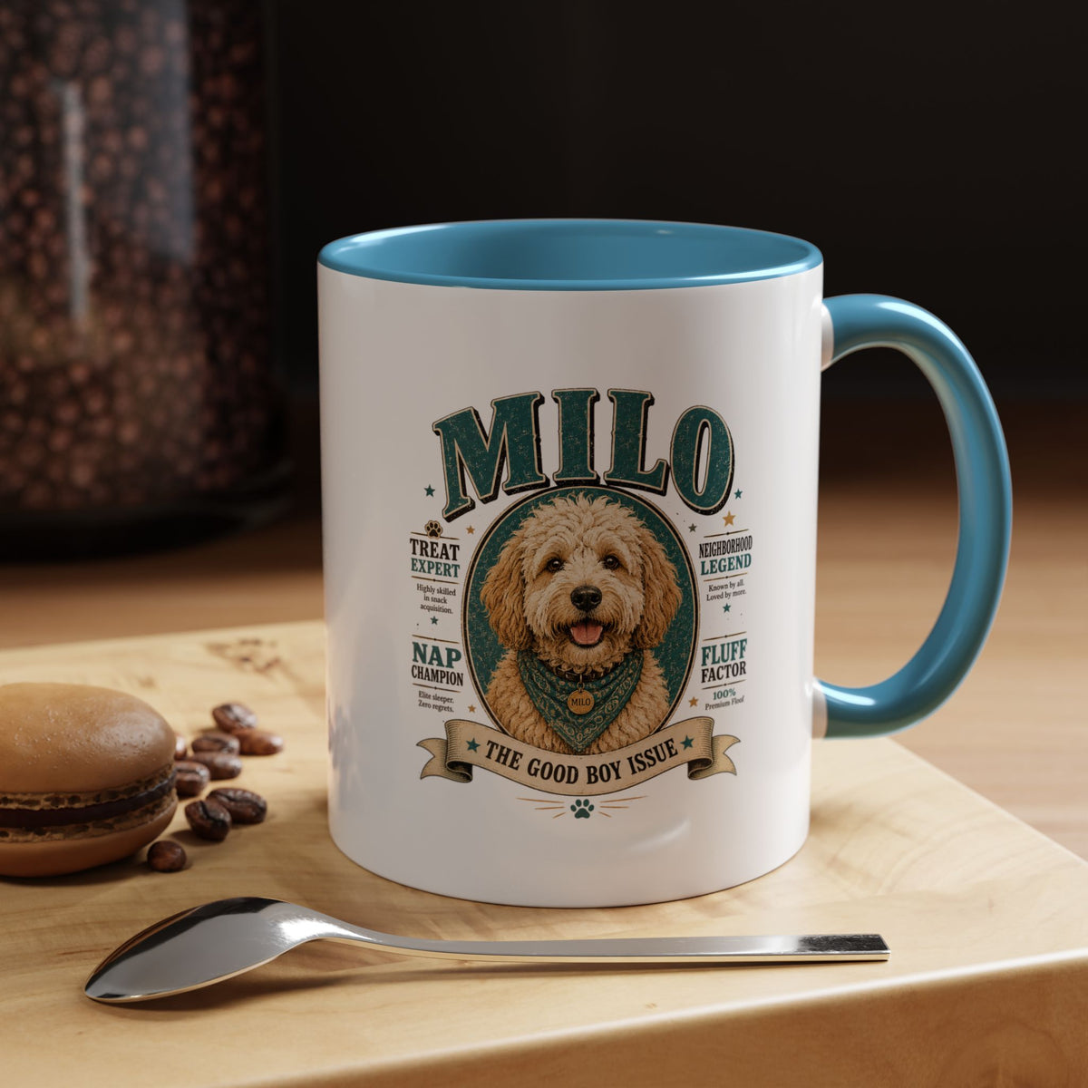 Milo Bailey Dog Dad Mom Milo Personalized Dog Coffee Mug — 'The Good Boy Issue' Accent