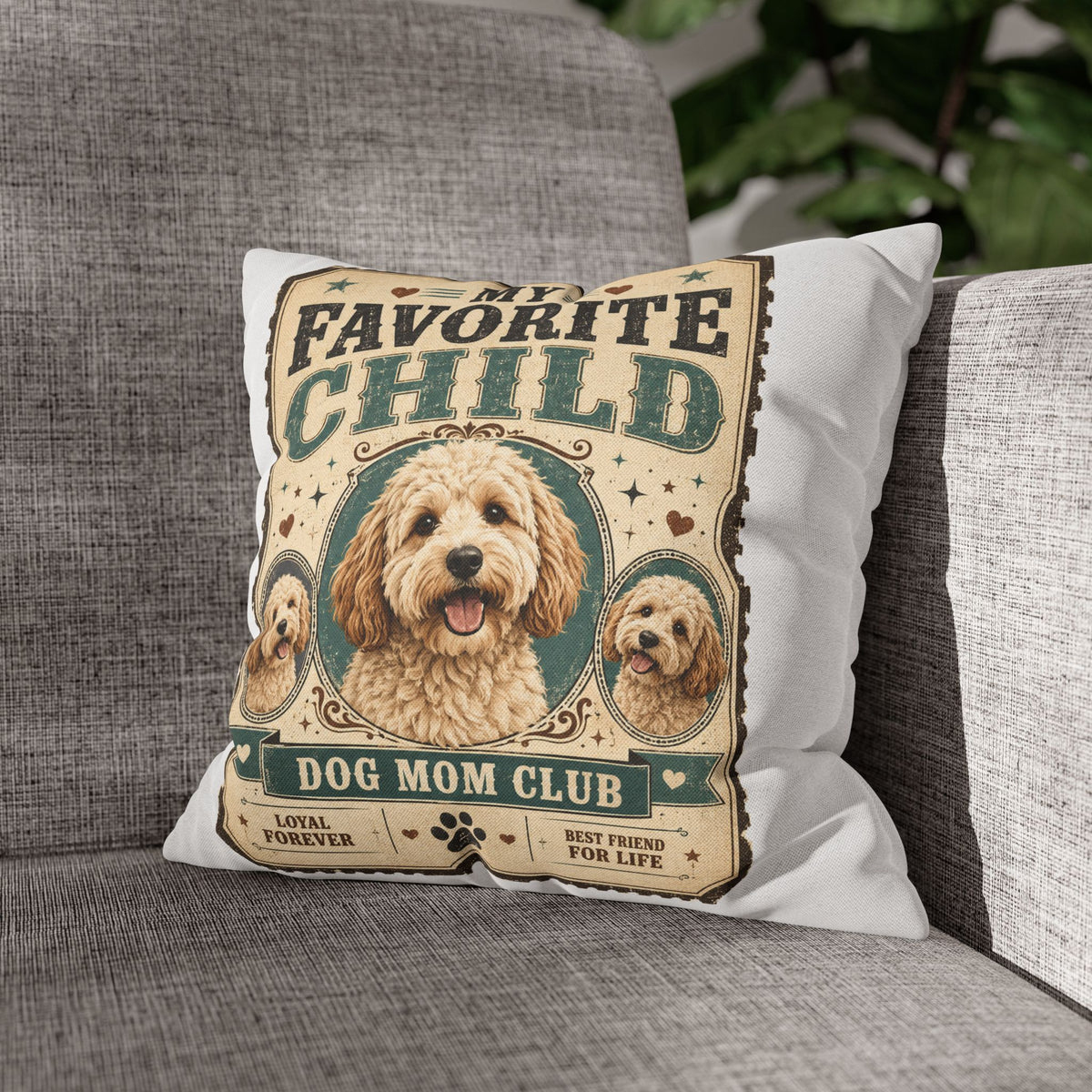 My Favorite Child Dog Mom Club Pillowcase Milo Bailey Dog Dad Mom – Cute Doodle Pet Throw Pillow