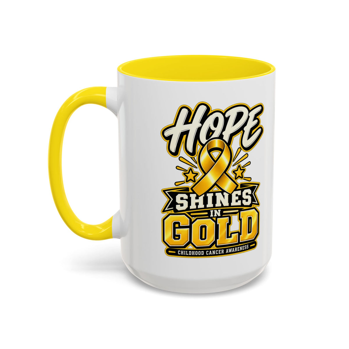 Hope Shines in Gold Coffee Mug — Childhood Cancer Awareness Accent Mug