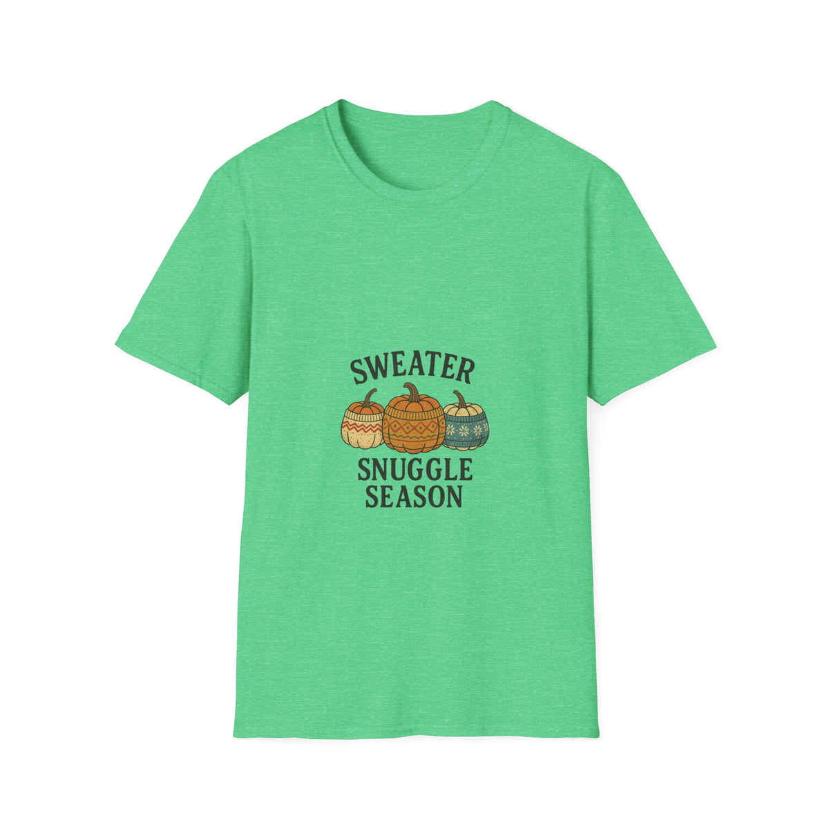 T-Shirt — "Sweater Snuggle Season" Autumn Pumpkin Sweater Graphic - Trending Now - October 2026