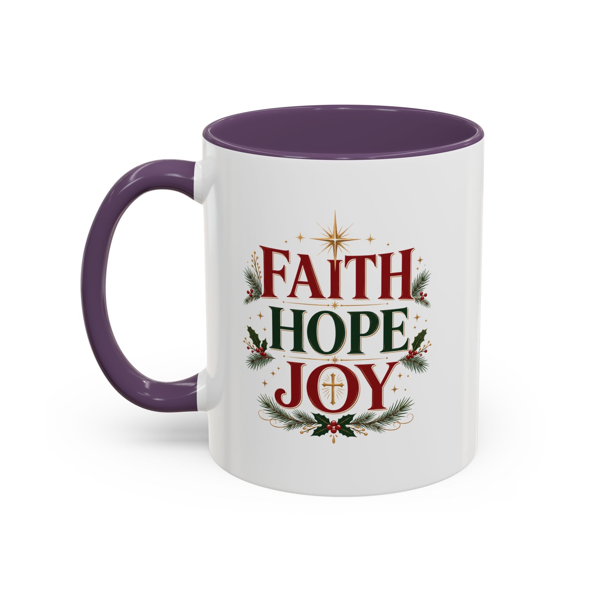 Faith Hope Joy Coffee Mug — Christmas Holiday Inspirational Accent Mug
