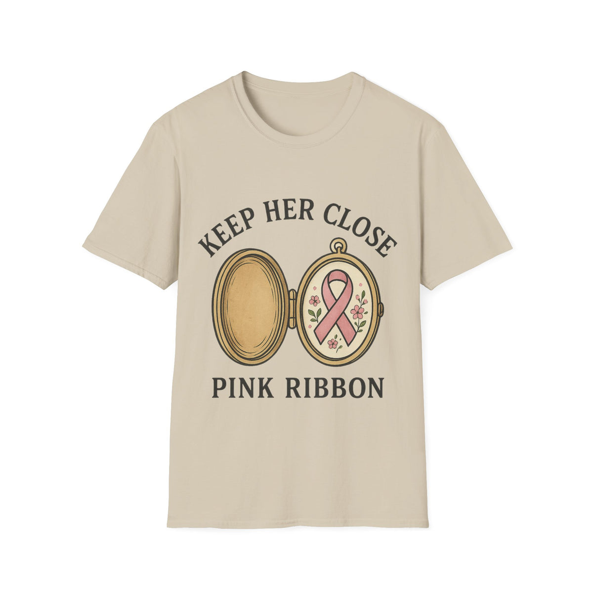 Keep Her Close Pink Ribbon Vintage Locket Graphic Tee - Trending Now - September 2026