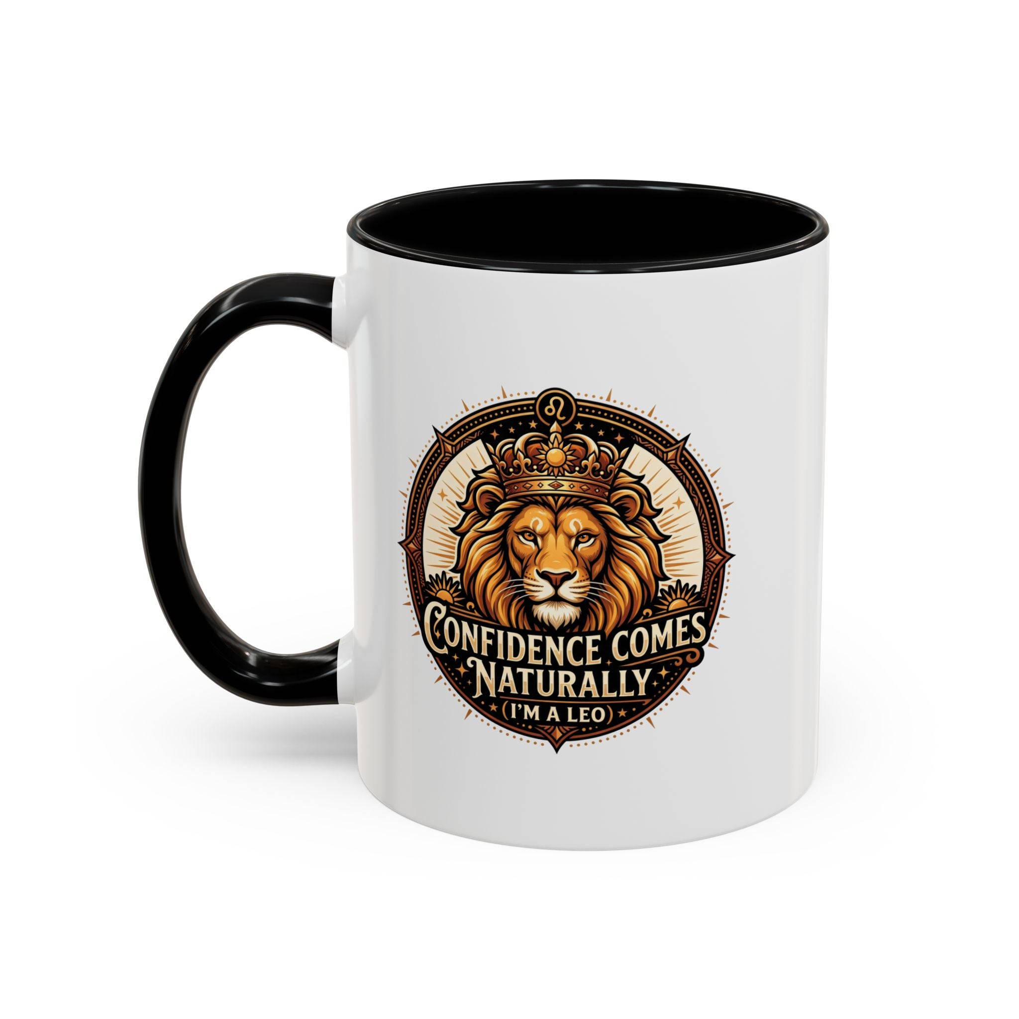 Lion Zodiac Coffee Mug - "Confidence Comes Naturally" Accent Mug (11/15oz)
