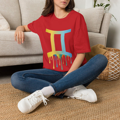 Gemini Drip Zodiac T-Shirt — Rainbow Gemini Symbol Tee