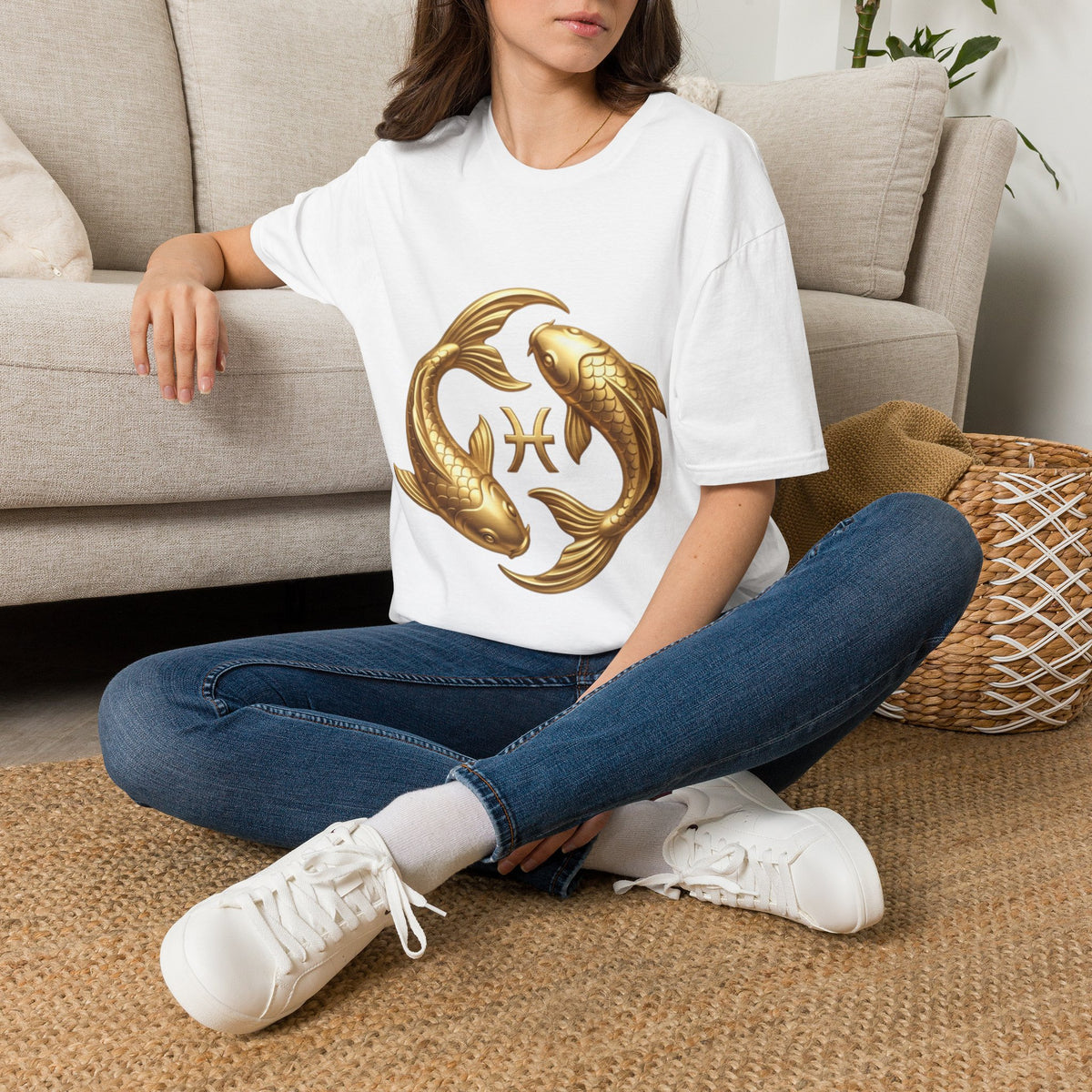 Pisces Gold Fish T-Shirt — Zodiac Symbol Astrology Tee