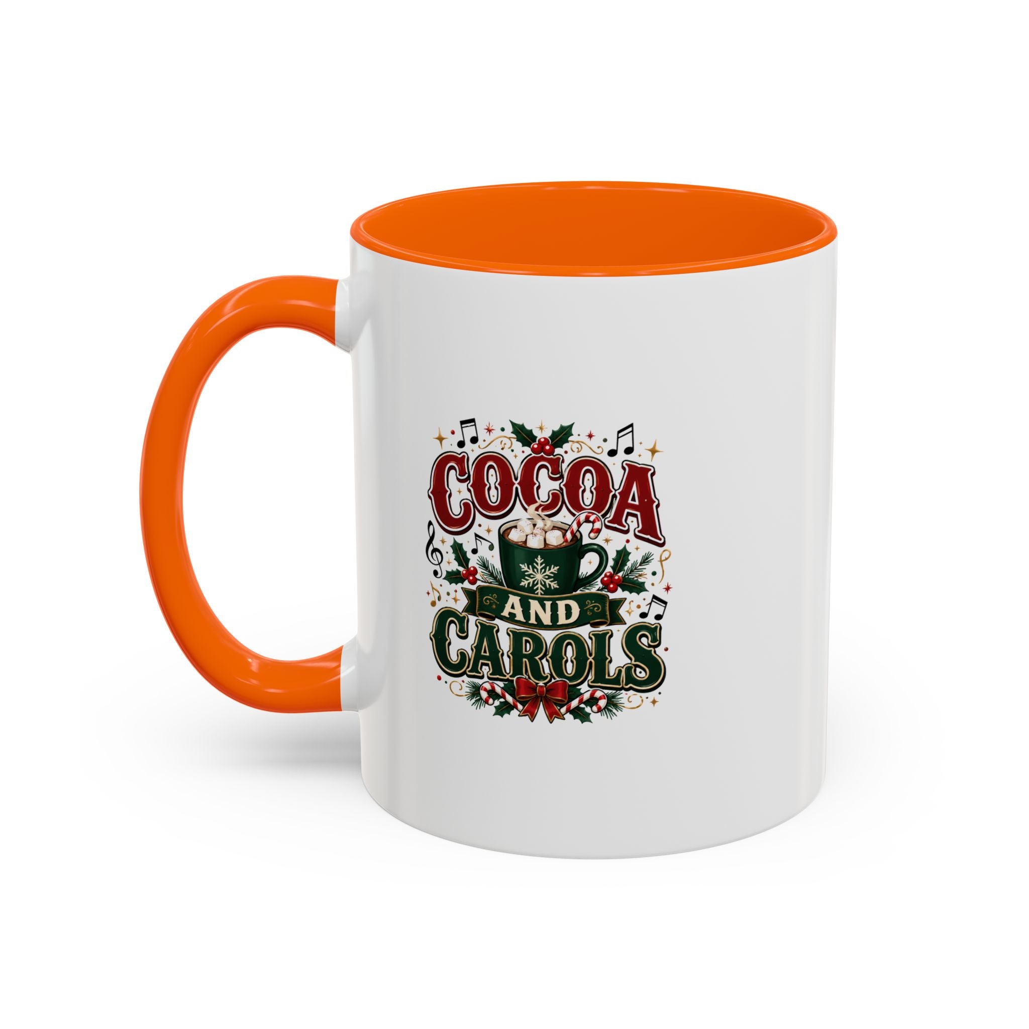 Cocoa and Carols Accent Coffee Mug — Holiday Christmas Cocoa Mug