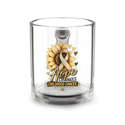 Hope Changes Childhood Cancer Glass Mug – Sunflower & Gold Ribbon Awareness 10oz