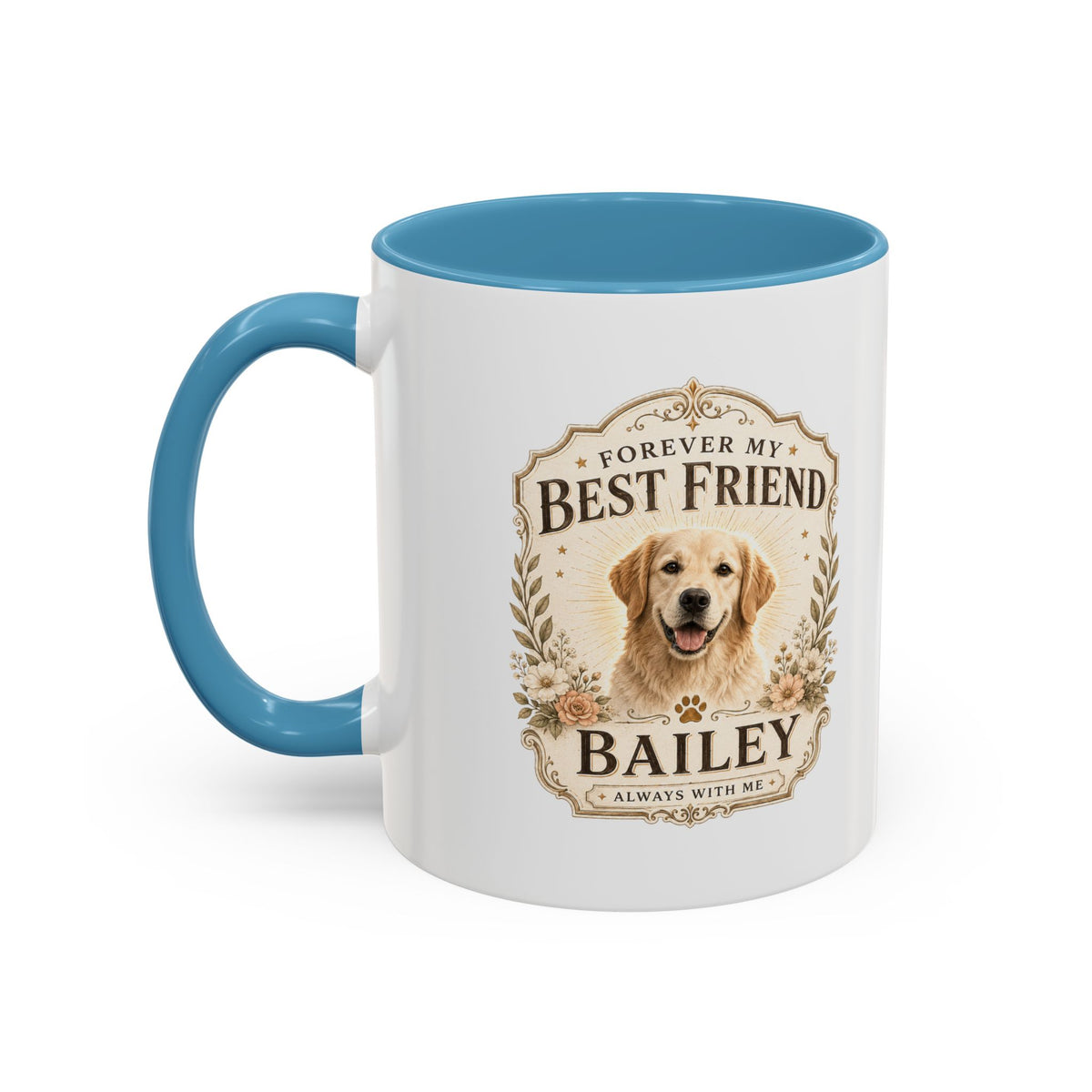 Milo Bailey Dog Dad Mom Forever My Best Friend Dog Coffee Mug — Personalized Pet Name Accent Mug