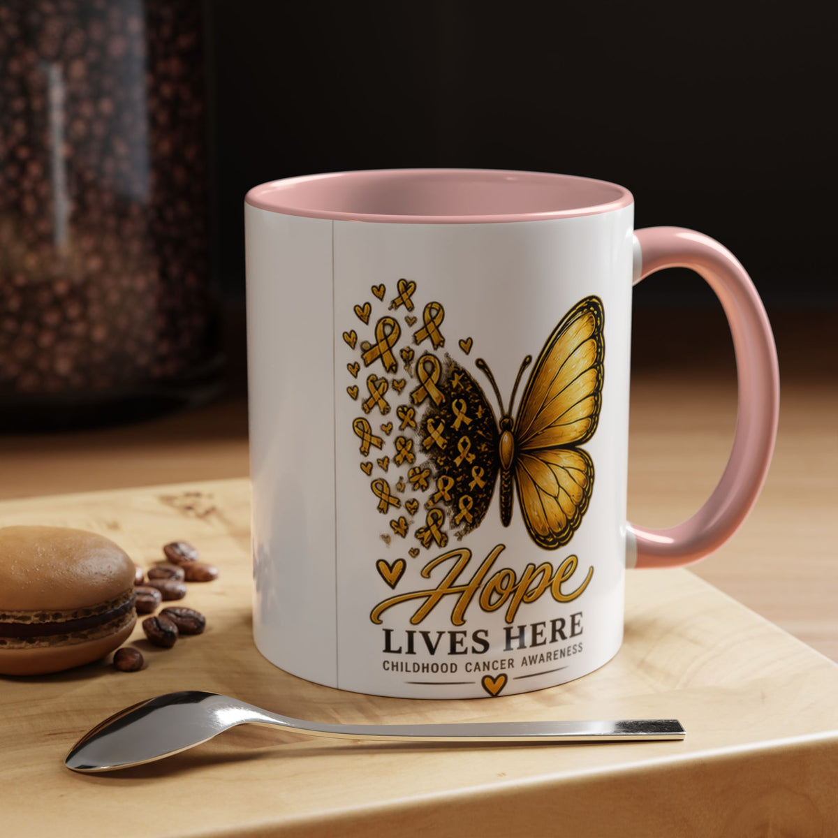 Hope Lives Here Childhood Cancer Awareness Accent Coffee Mug