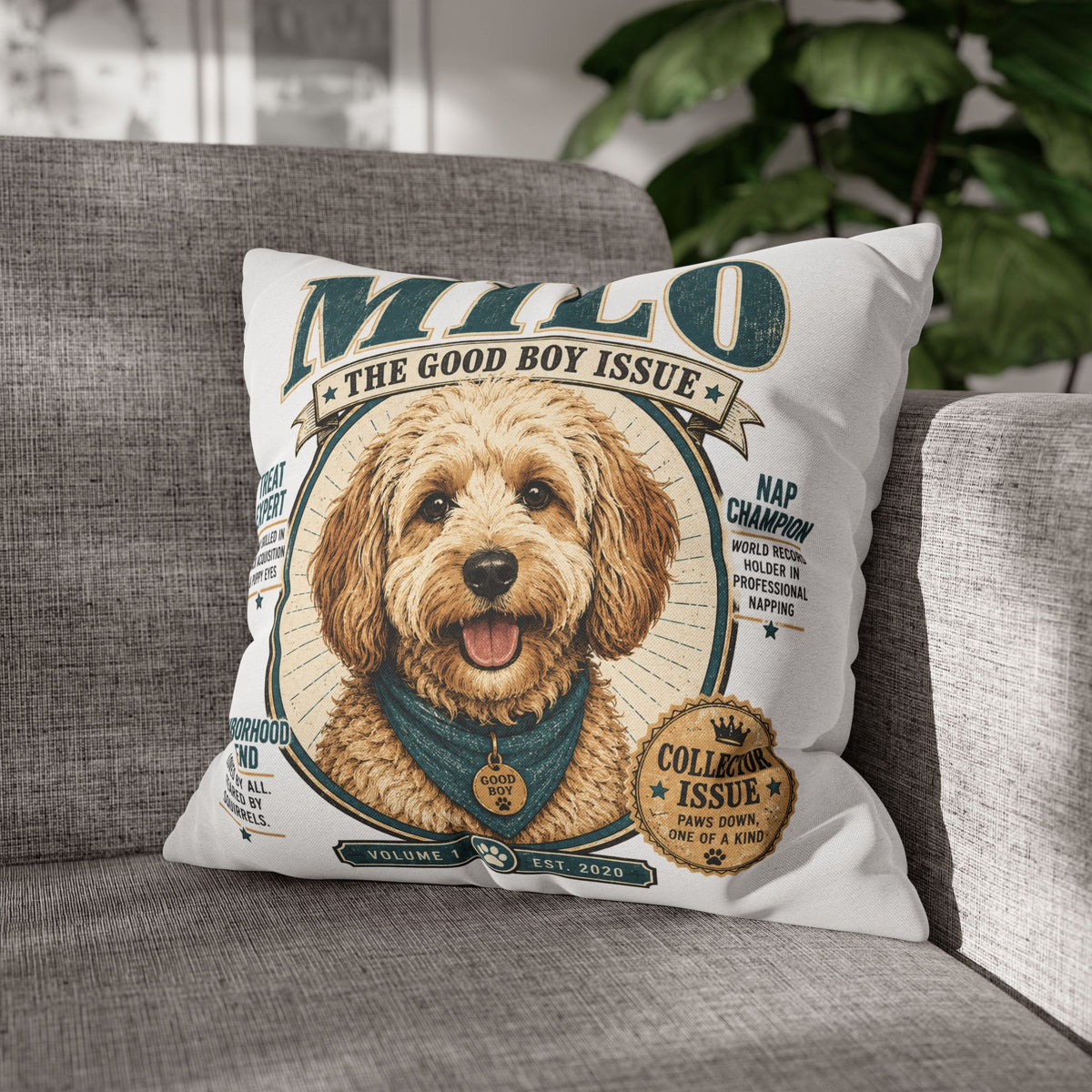 Milo "The Good Boy Issue" Decorative Pillowcase Milo Bailey Dog Dad Mom