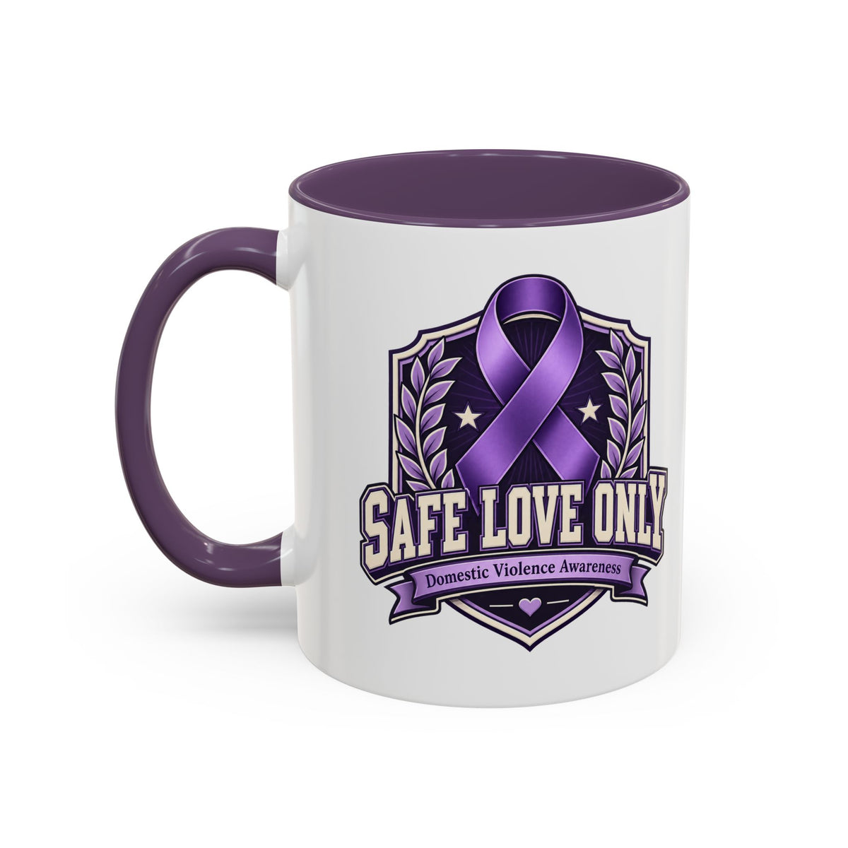 Coffee Mug — "Safe Love Only" Domestic Violence Awareness (Purple Ribbon)