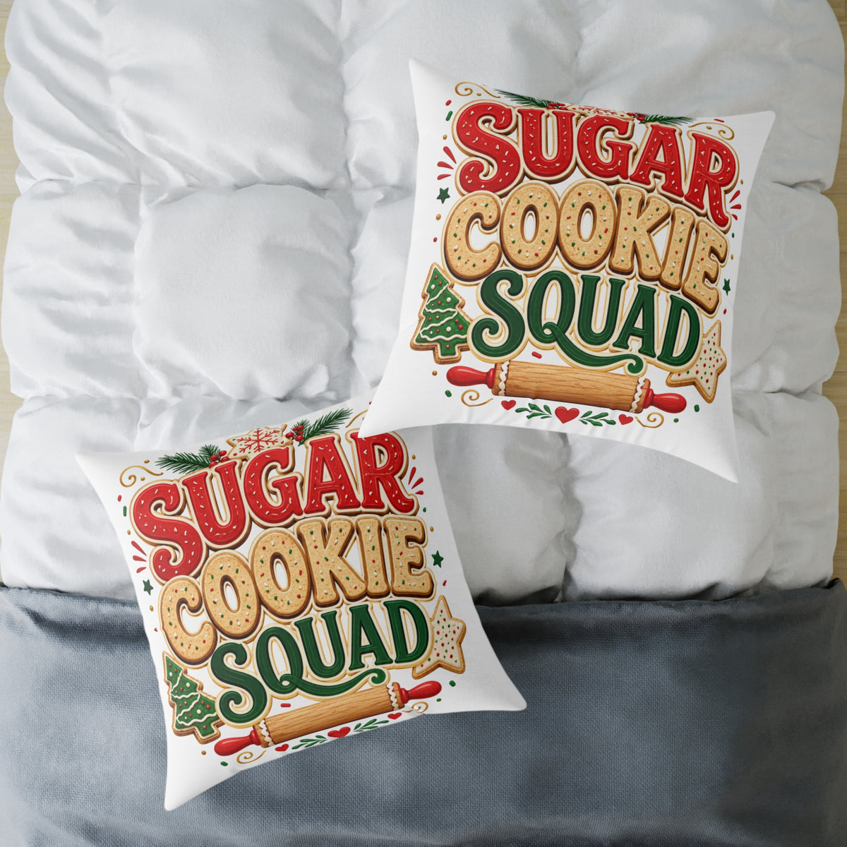 Christmas Sugar Cookie Squad Pillow – Christmas Holiday Decorative Throw Pillow