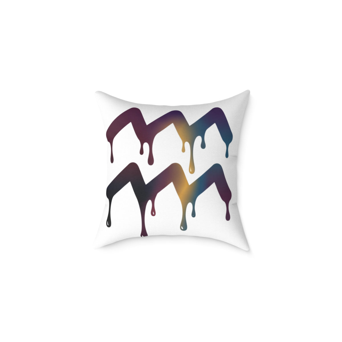 Aquarius Zodiac Dripping Rainbow Chevron Pillow — Colorful Geometric Throw Pillow
