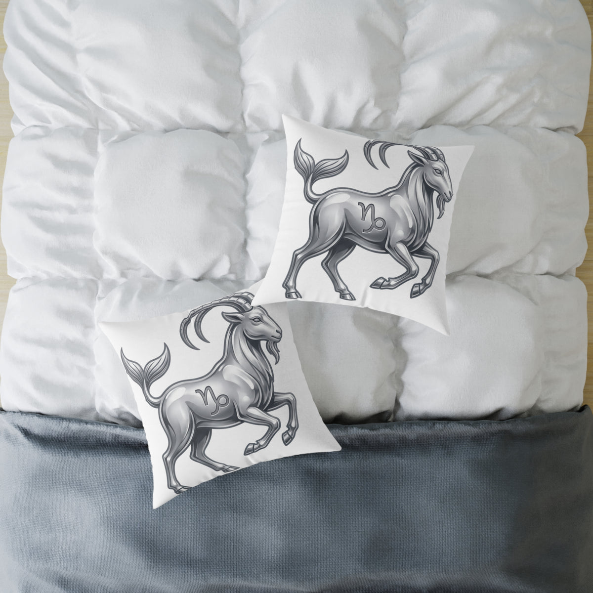 Capricorn Zodiac Pillow — Silver Goat Astrology Throw Pillow