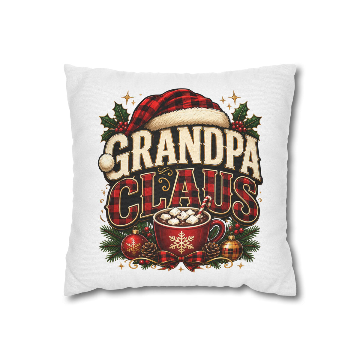 Christmas Grandpa Claus Holiday Pillowcase – Festive Christmas Throw Pillow Cover