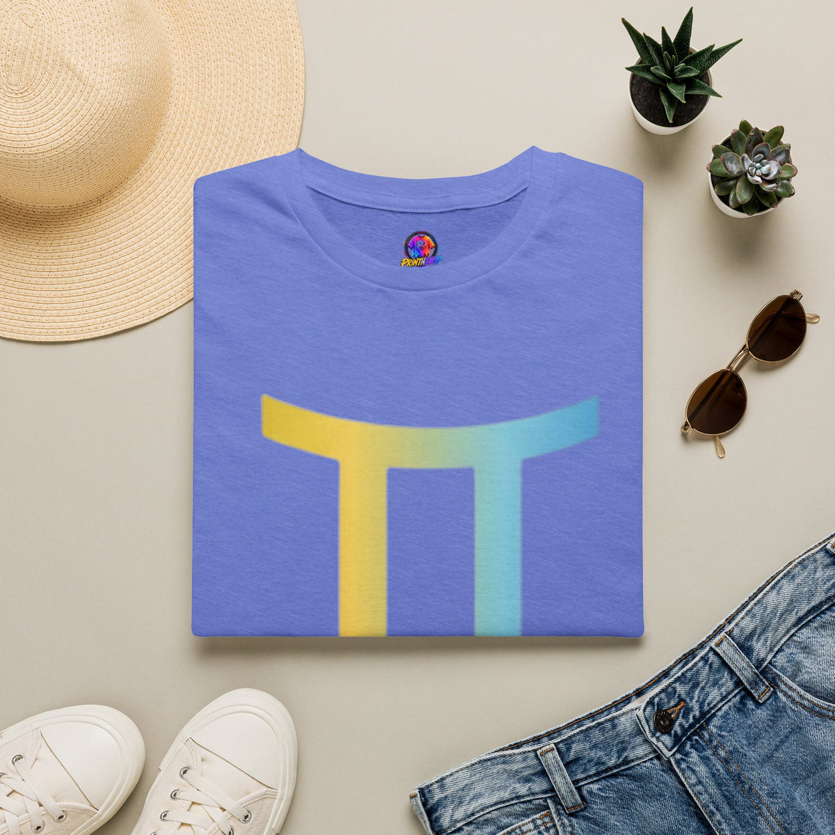 Gemini Drip Zodiac T-Shirt — Rainbow Gemini Symbol Tee