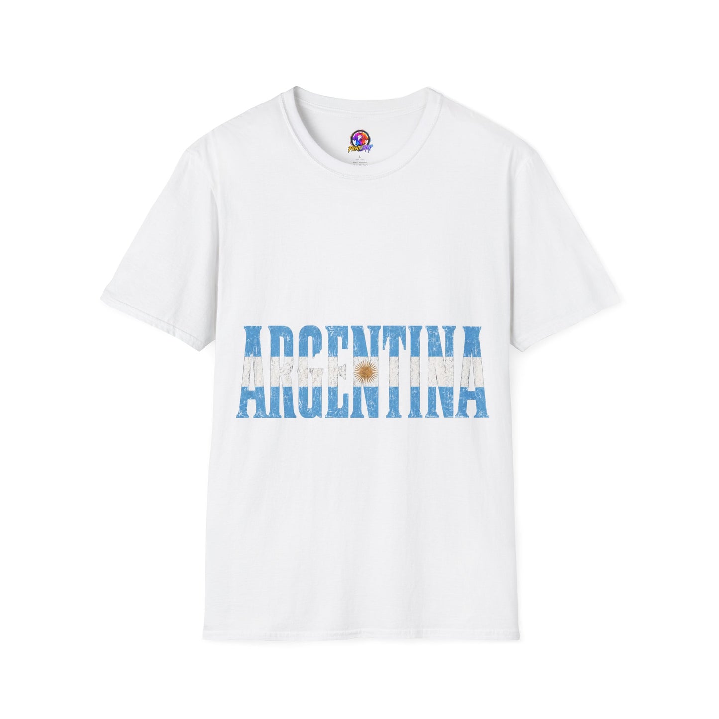 Argentina Flag Stripe T-Shirt — Vintage Blue 'ARGENTINA' Graphic Tee