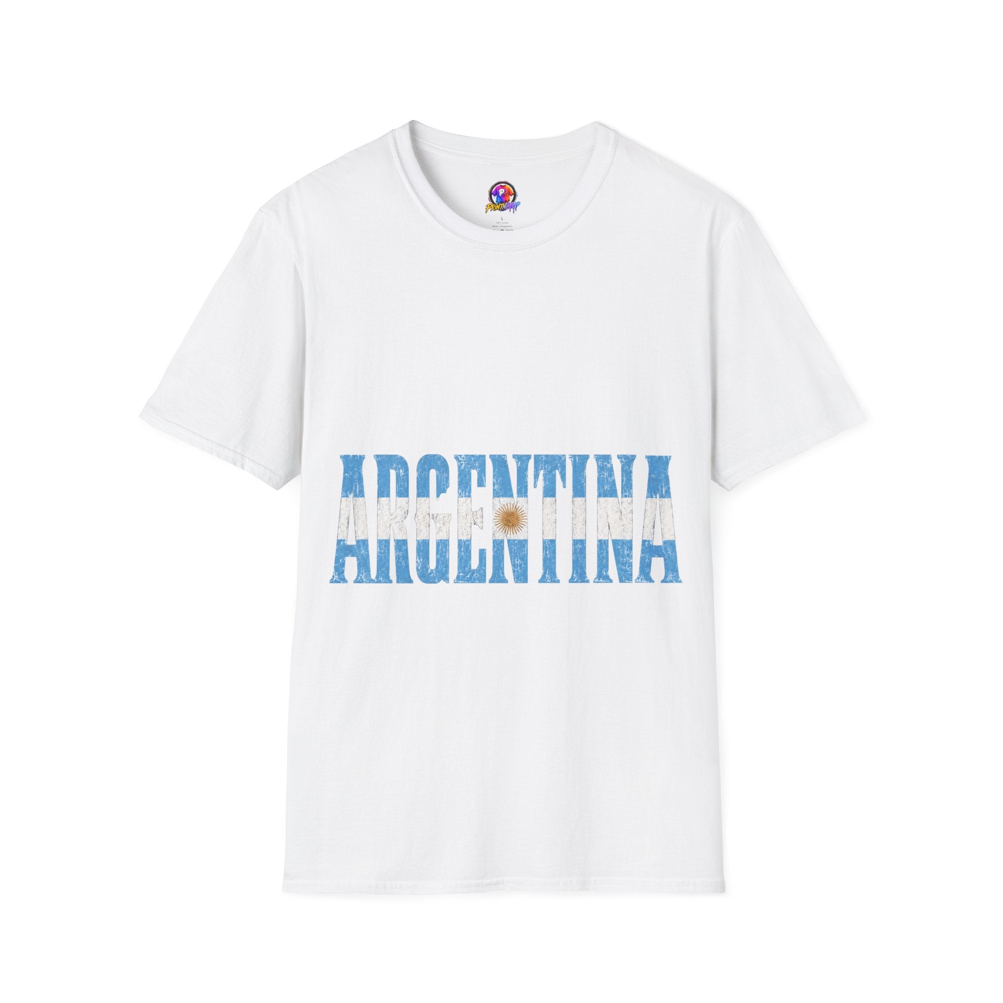 Argentina Flag Stripe T-Shirt — Vintage Blue 'ARGENTINA' Graphic Tee
