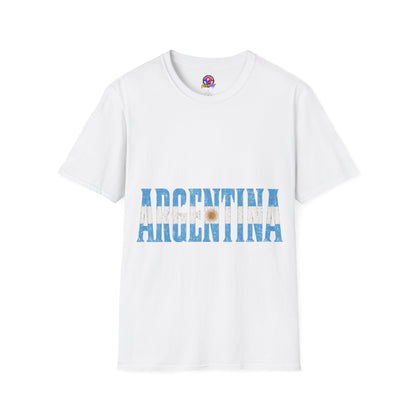 Argentina Flag Stripe T-Shirt — Vintage Blue 'ARGENTINA' Graphic Tee