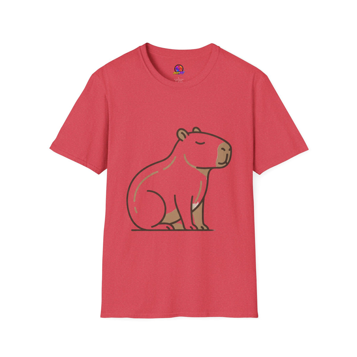 Cute Relaxed Capybara T-Shirt — Minimal Cartoon Capybara Graphic Tee
