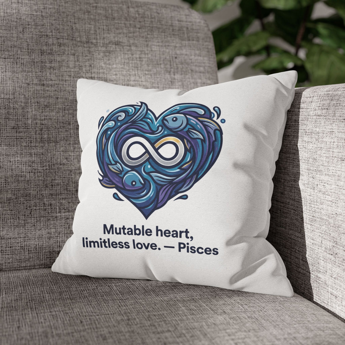 Pisces Infinity Heart Pillowcase — "Mutable heart, limitless love."