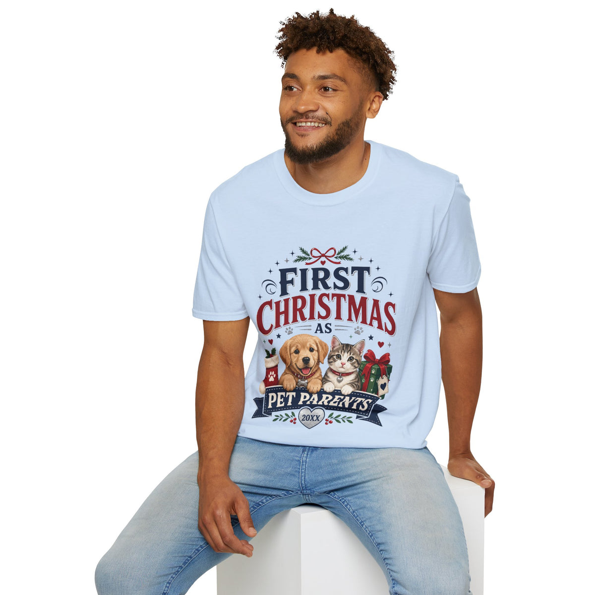 T-Shirt — "First Christmas as Pet Parents" Holiday Tee