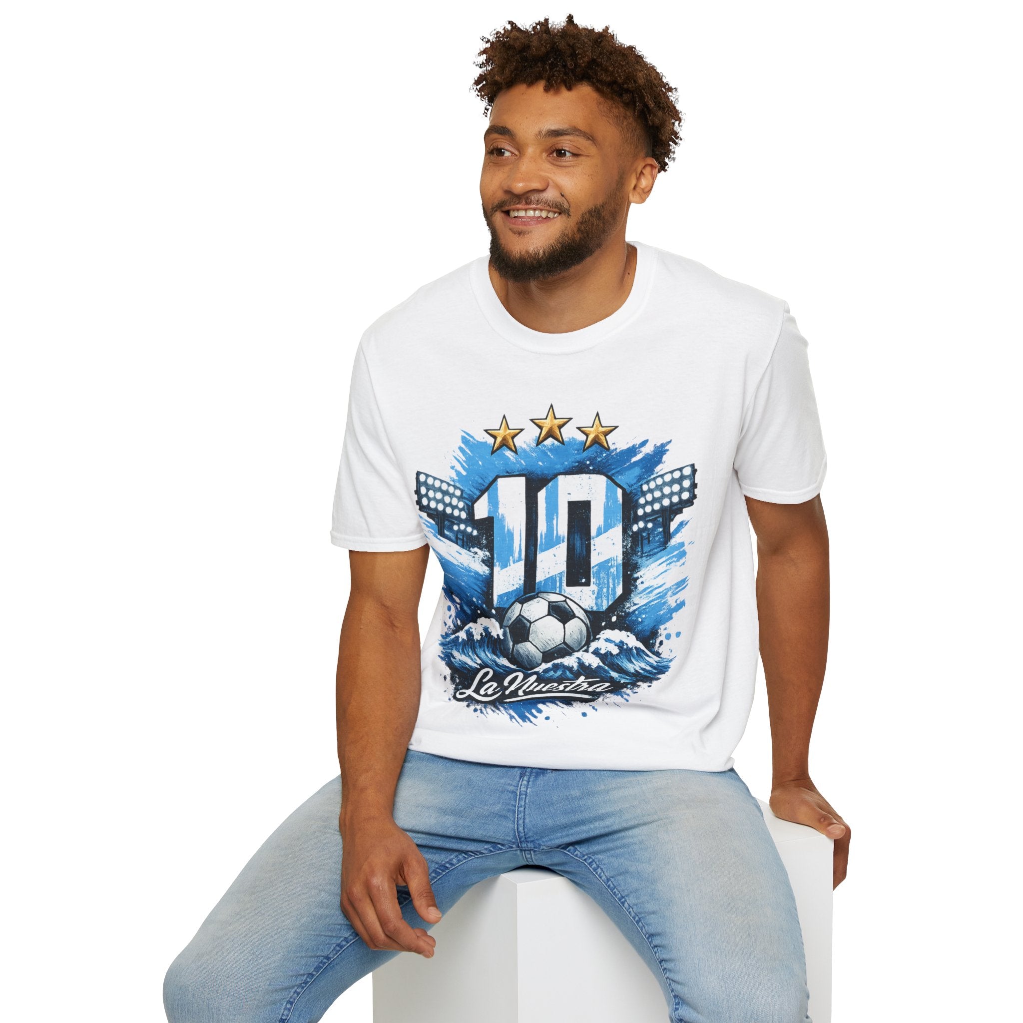 Argentina Soccer Fan T-Shirt — 'La Nuestra' #10 Jersey Design