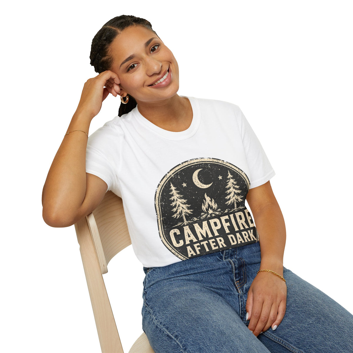 Campfire After Dark Tee — Vintage Wilderness Camping T-Shirt