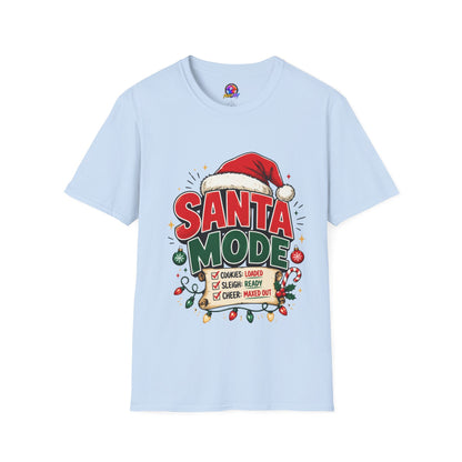 Santa Mode T-Shirt — Holiday Christmas Graphic Tee with Santa Hat