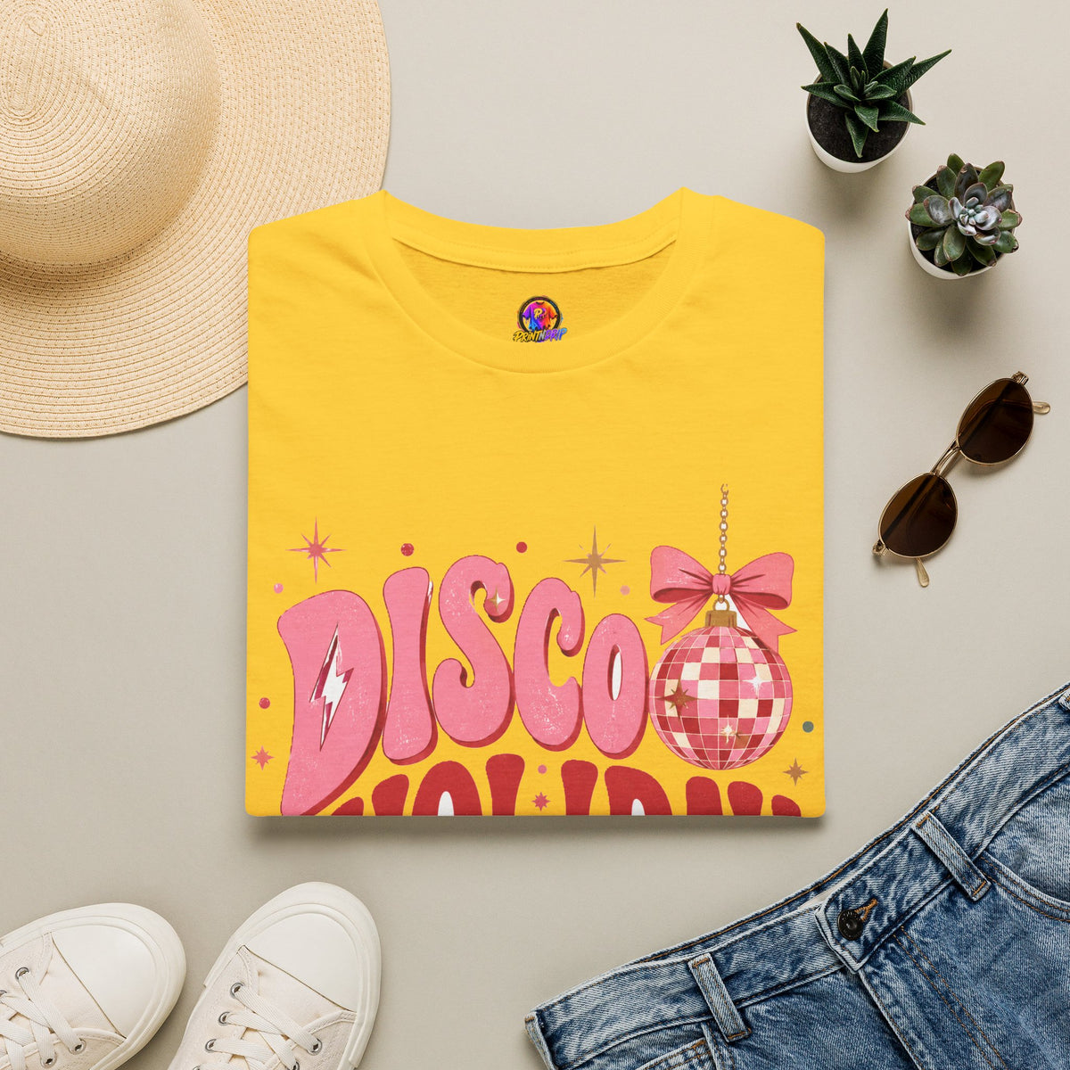 Disco Holiday T-Shirt — Retro Pink Disco Ball Christmas Tee