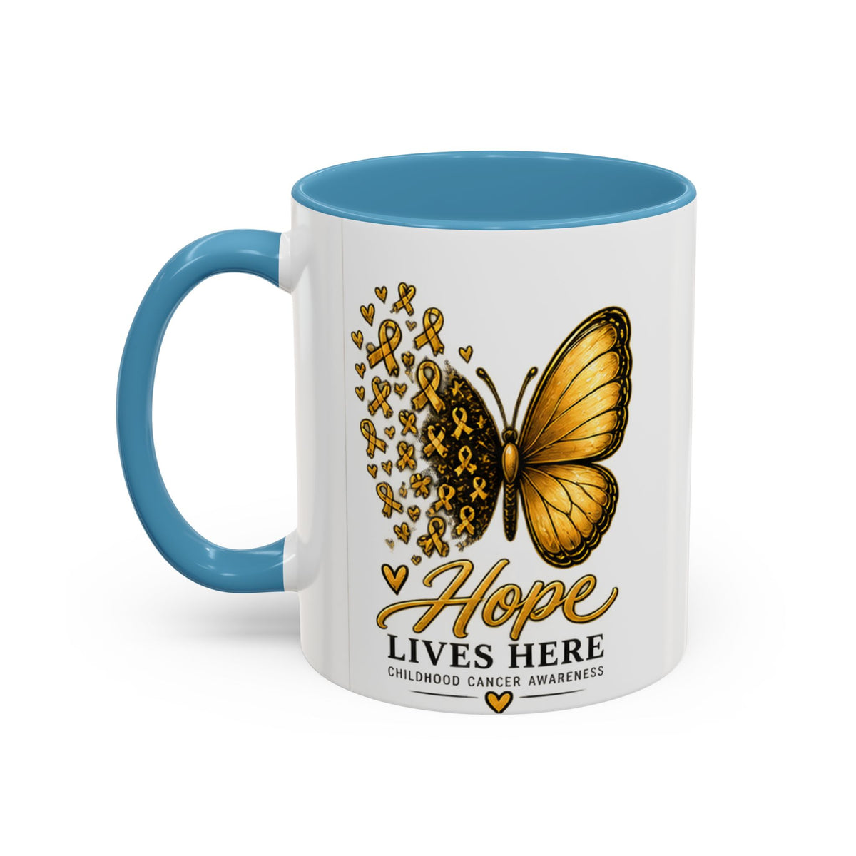 Hope Lives Here Childhood Cancer Awareness Accent Coffee Mug