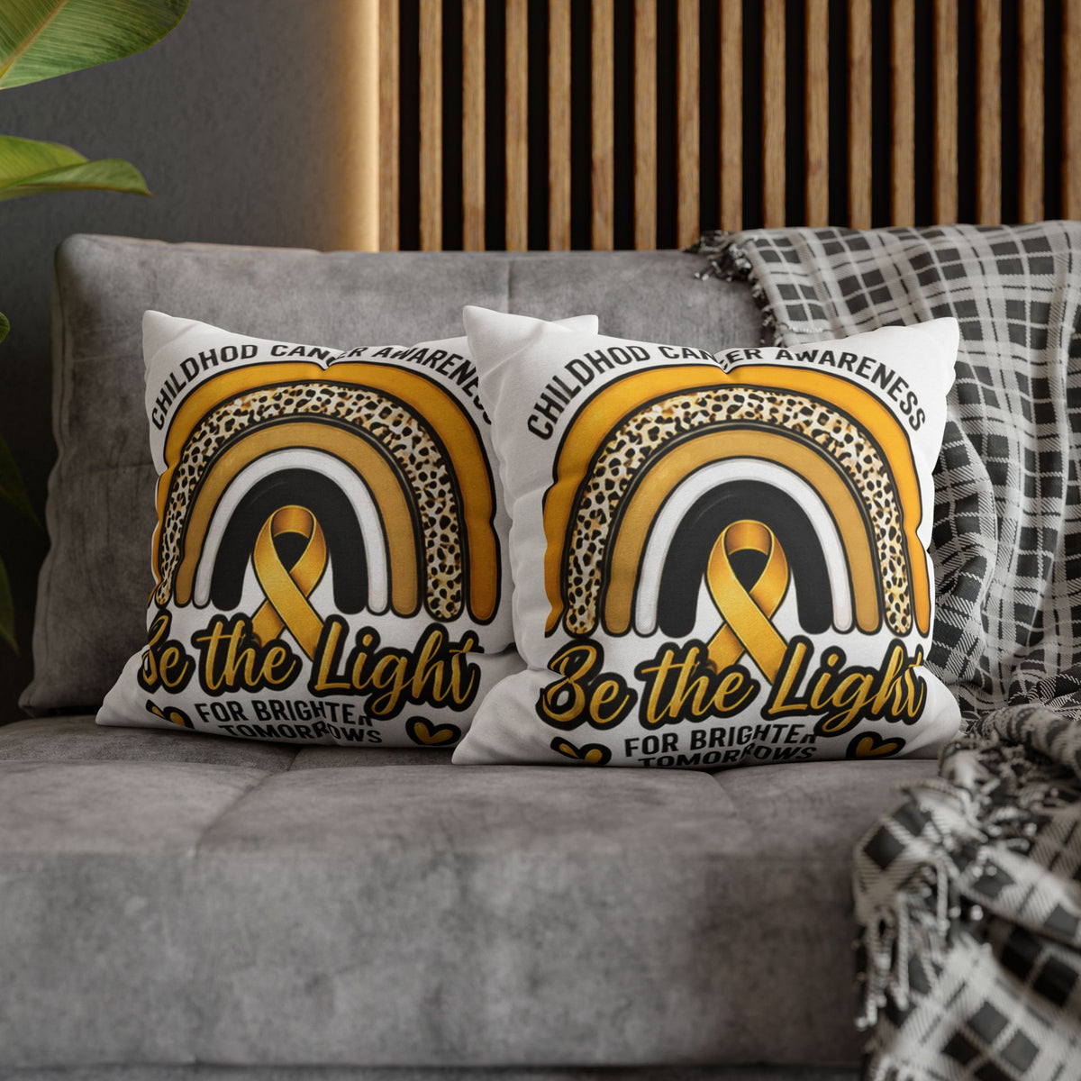 Childhood Cancer Awareness “Be the Light” Square Pillowcase