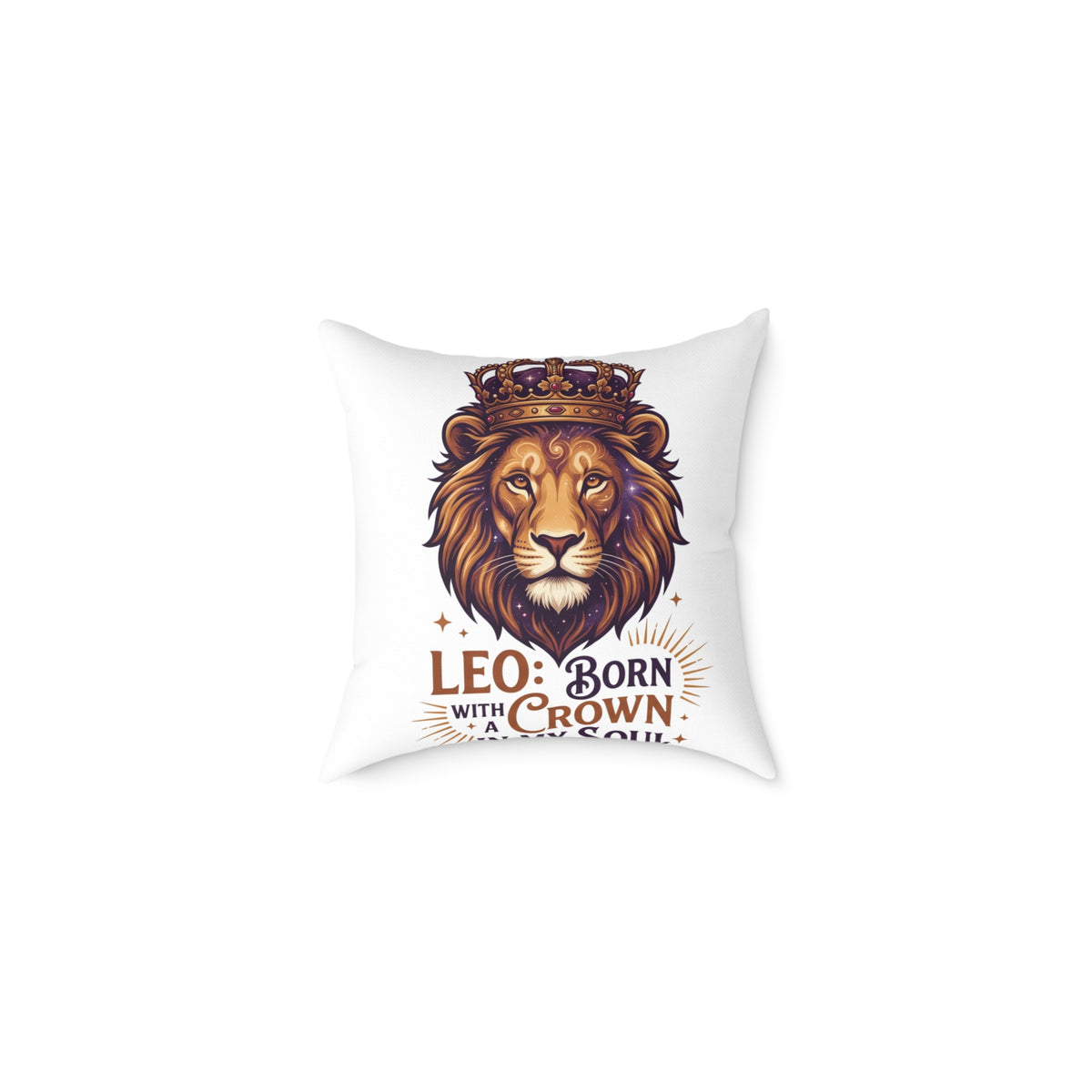 Leo Zodiac Born With A Crown Square Poly Canvas Pillow