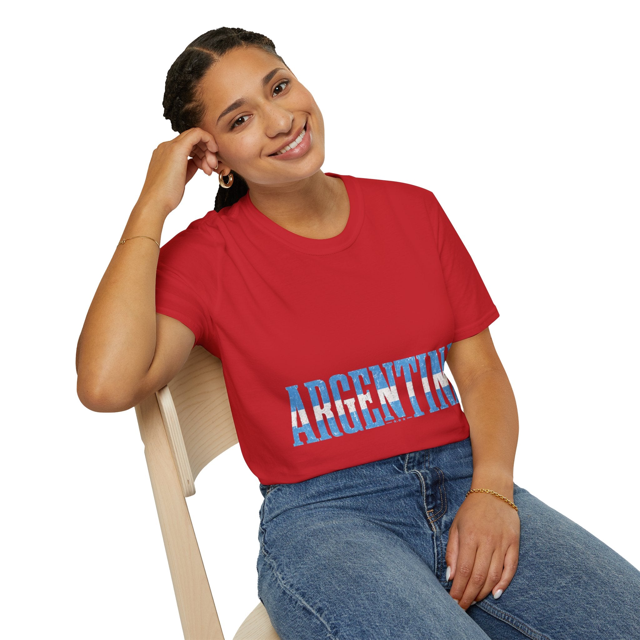 Argentina Stencil Tee — Horizontal Blue Text Argentina T-Shirt
