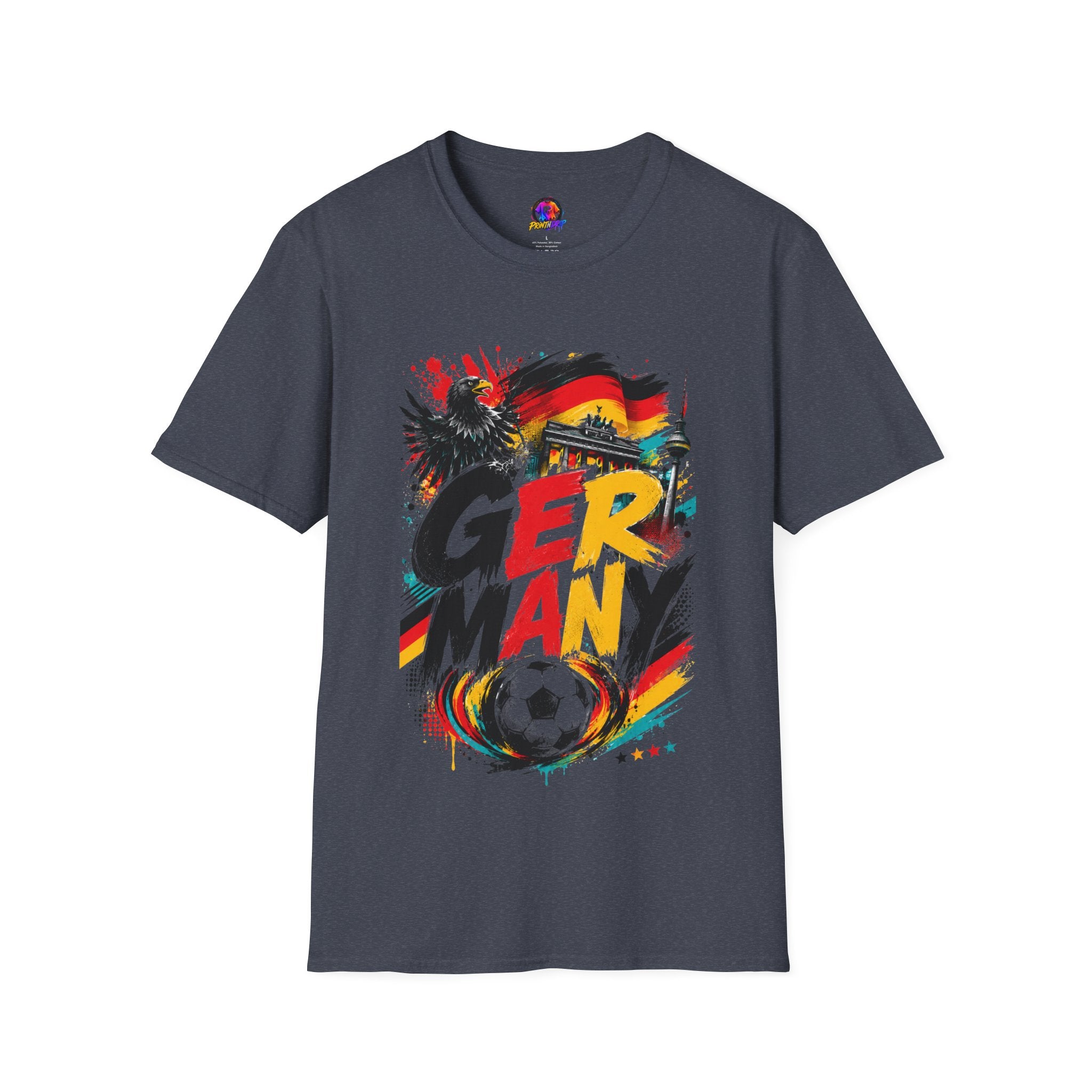 Germany Soccer Graphic T‑Shirt — Flag, Eagle & Brandenburger Tor Design