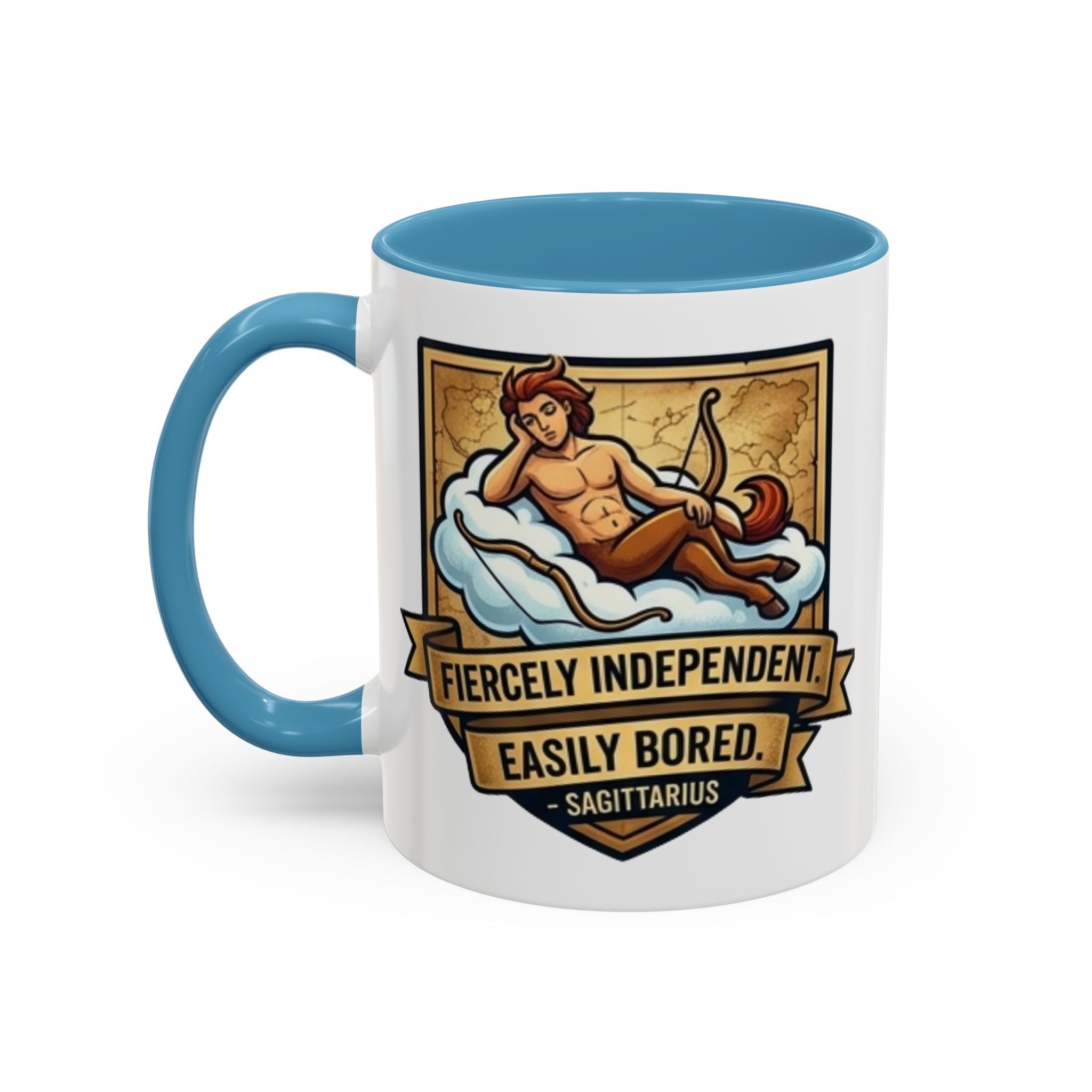 Sagittarius Coffee Mug — "Fiercely Independent, Easily Bored" Zodiac Accent Mug (11/15 oz)