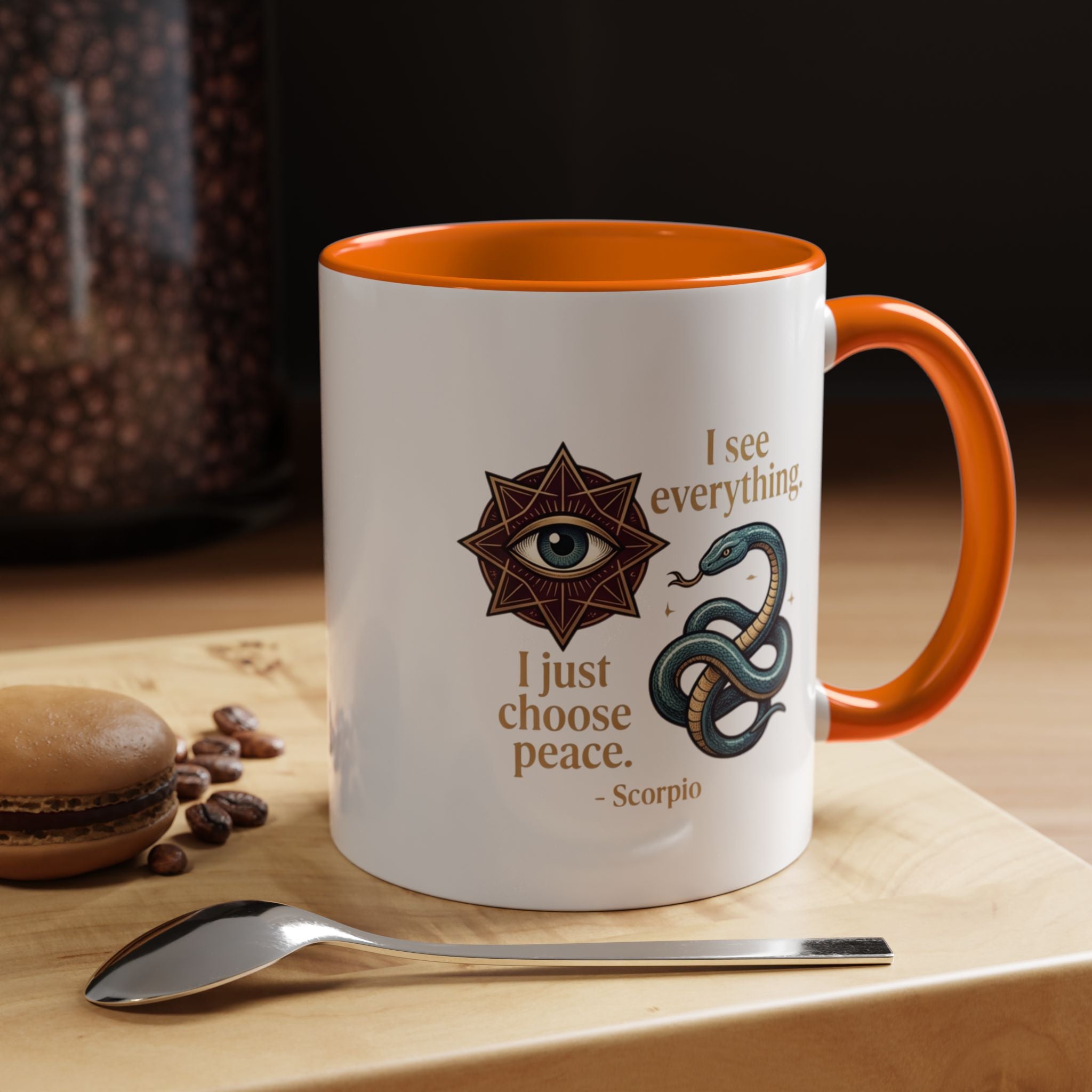 Scorpio Accent Coffee Mug – "I See Everything, I Just Choose Peace" Zodiac Mug