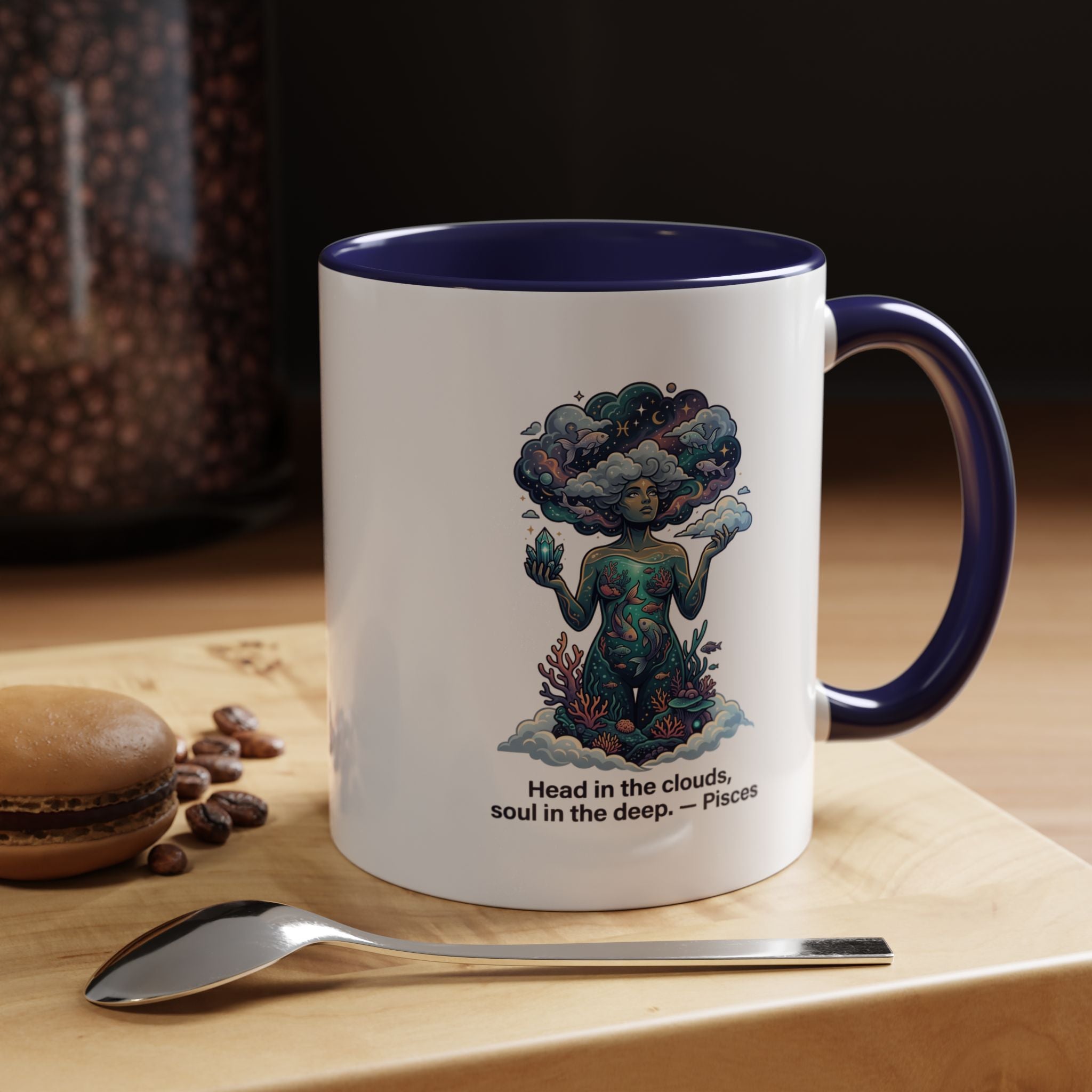 Pisces Coffee Mug — "Head in the clouds, soul in the deep" Accent Mug
