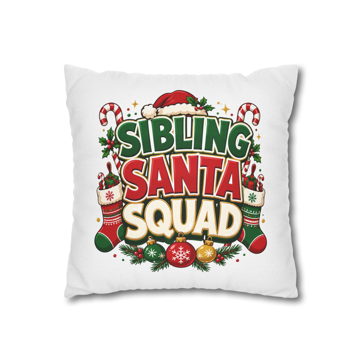 Christmas Sibling Santa Squad Pillowcase