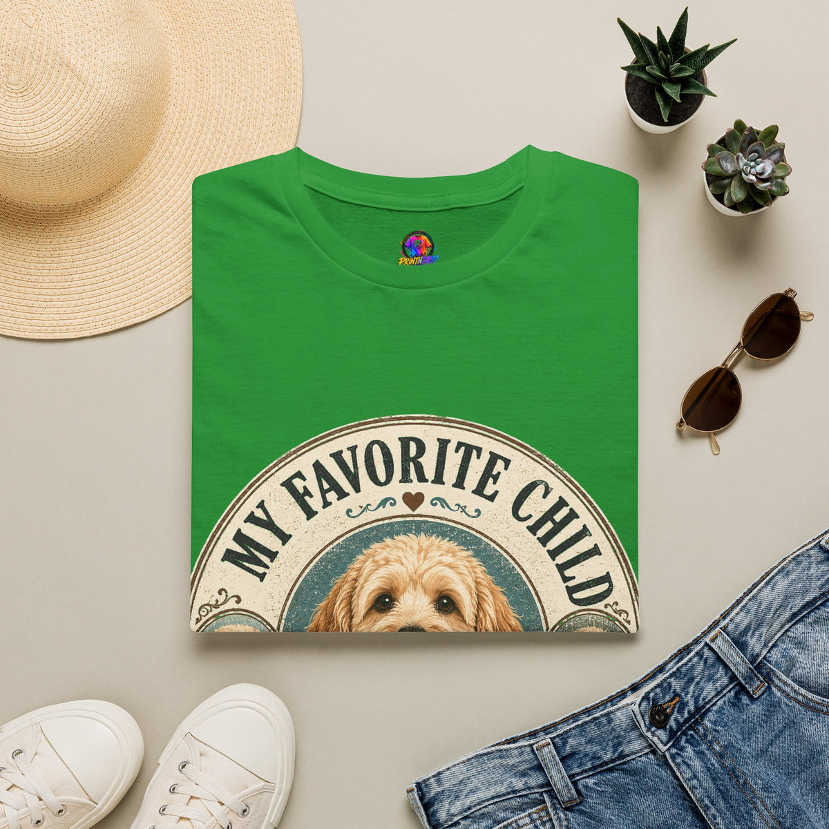 Dog Mom T-Shirt — "My Favorite Child" Cute Goldendoodle Graphic Tee