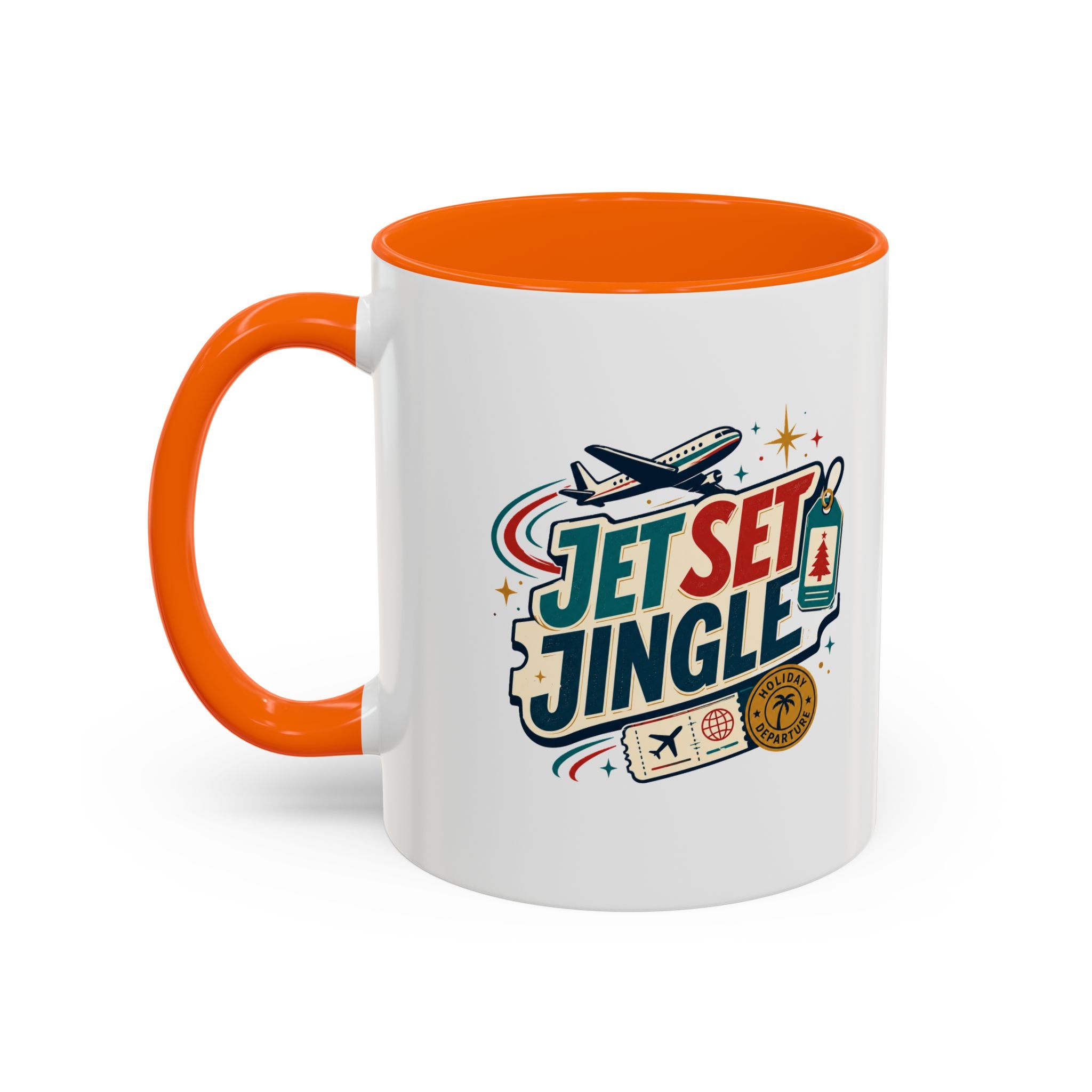 Modern Day Christmas Jet Set Jingle Coffee Mug — Holiday Travel Themed Accent Mug