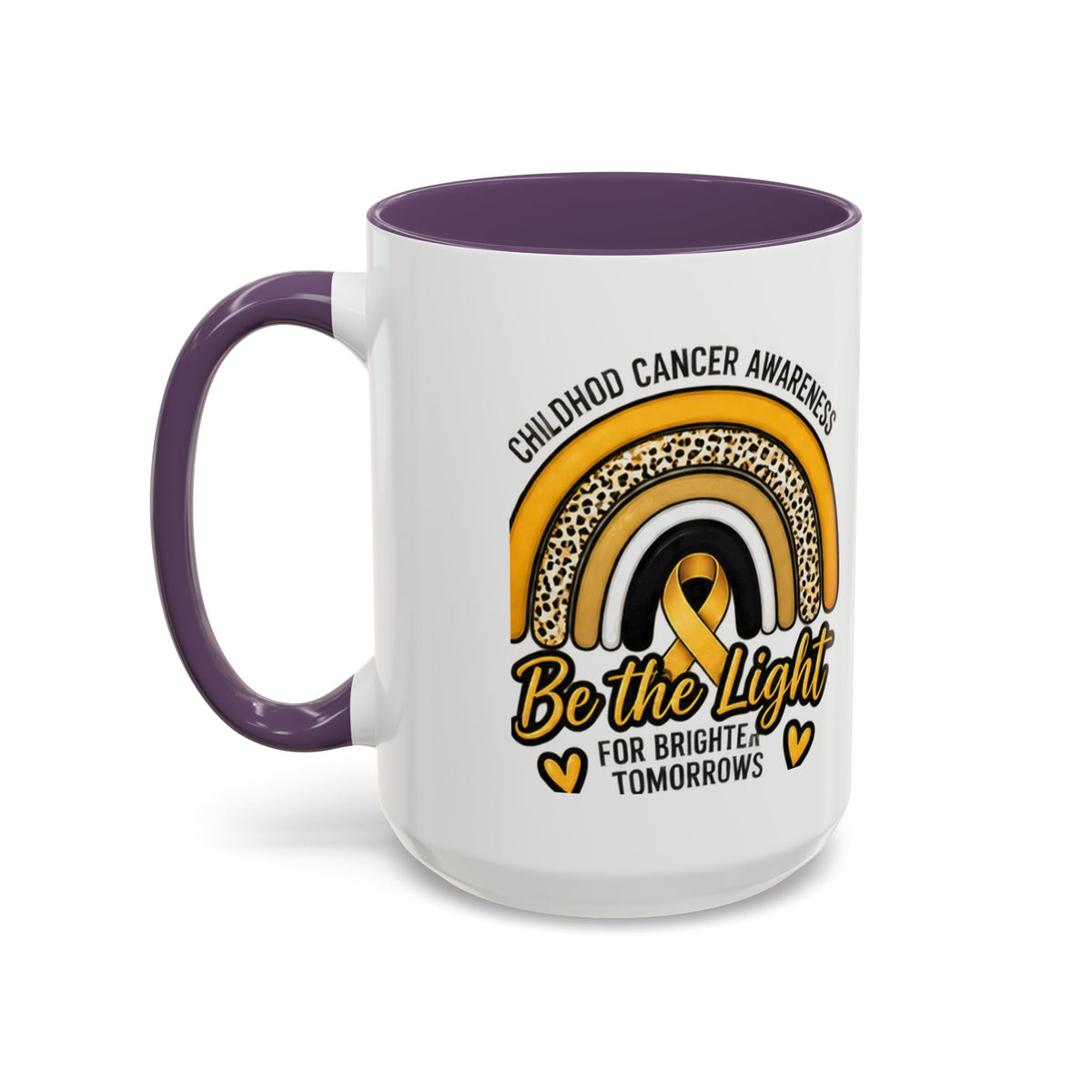 Childhood Cancer Awareness Accent Coffee Mug — "Be the Light" 11/15oz