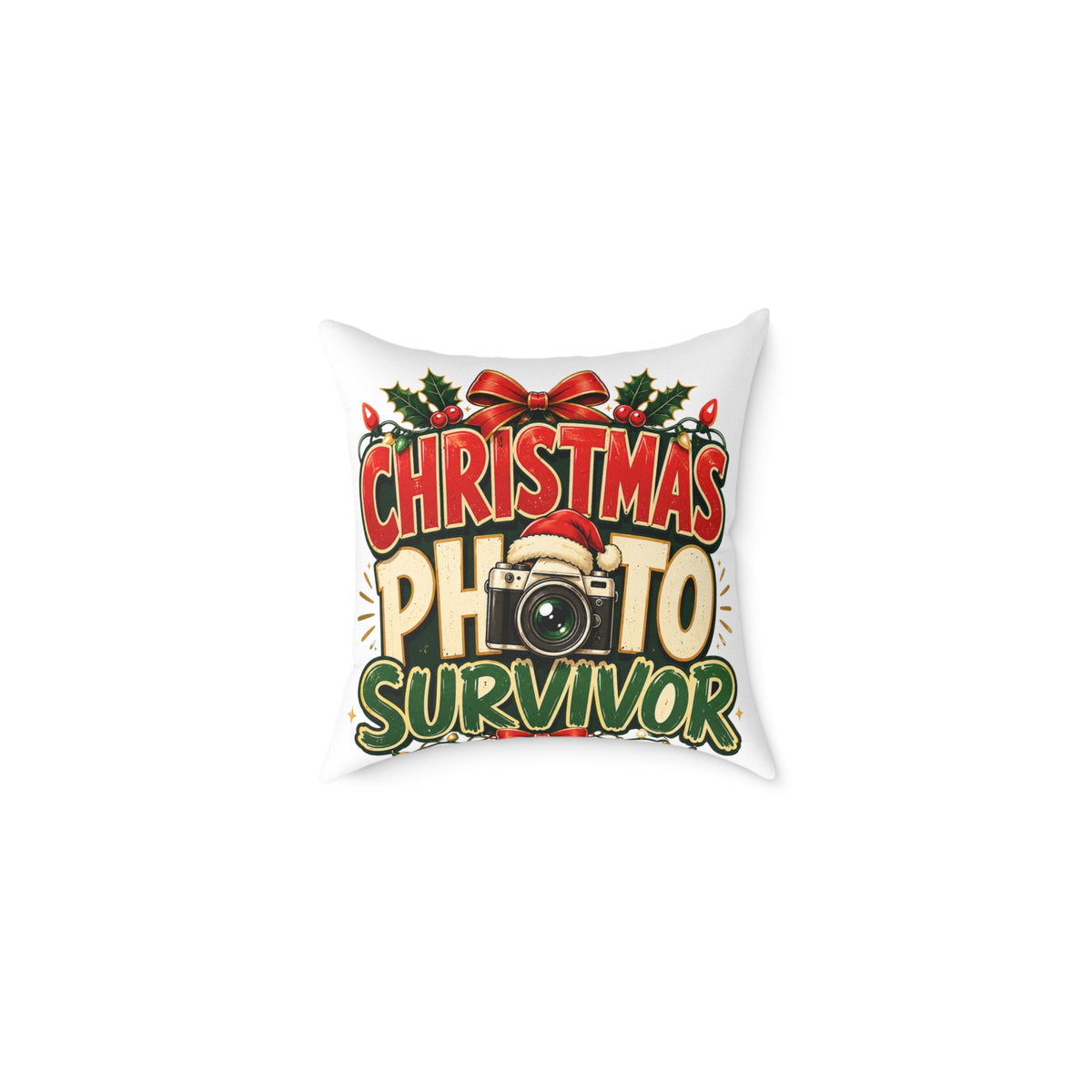 Christmas Photo Survivor Pillow — Holiday Camera Photographer Gift