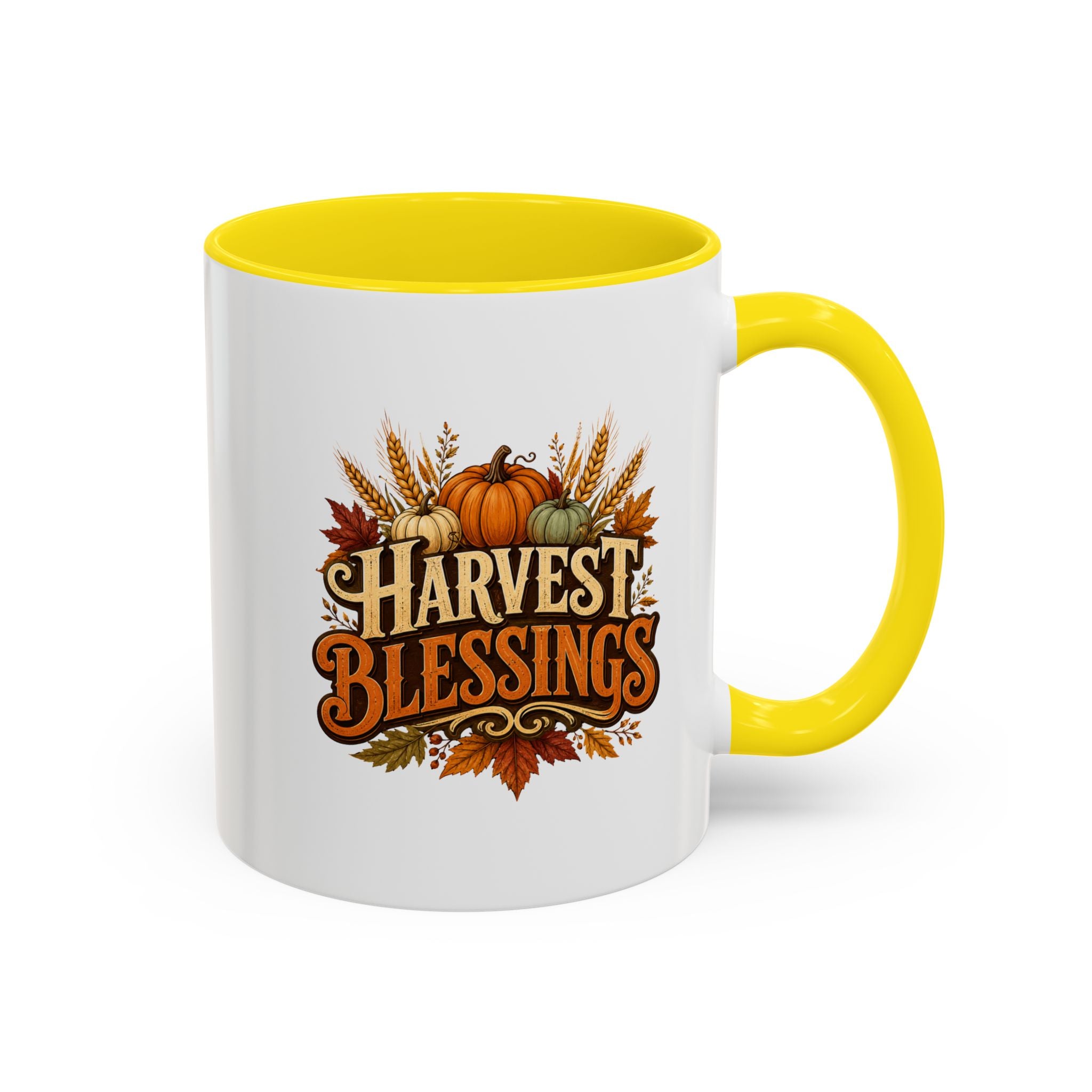 Thanksgiving Mug Harvest Blessings Coffee Mug — Fall Pumpkin & Wheat Thanksgiving Mug